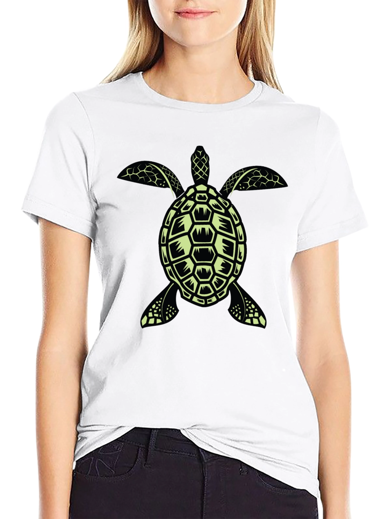 Black Turtle Graphic Tee - Black Cotton T-Shirt view 9