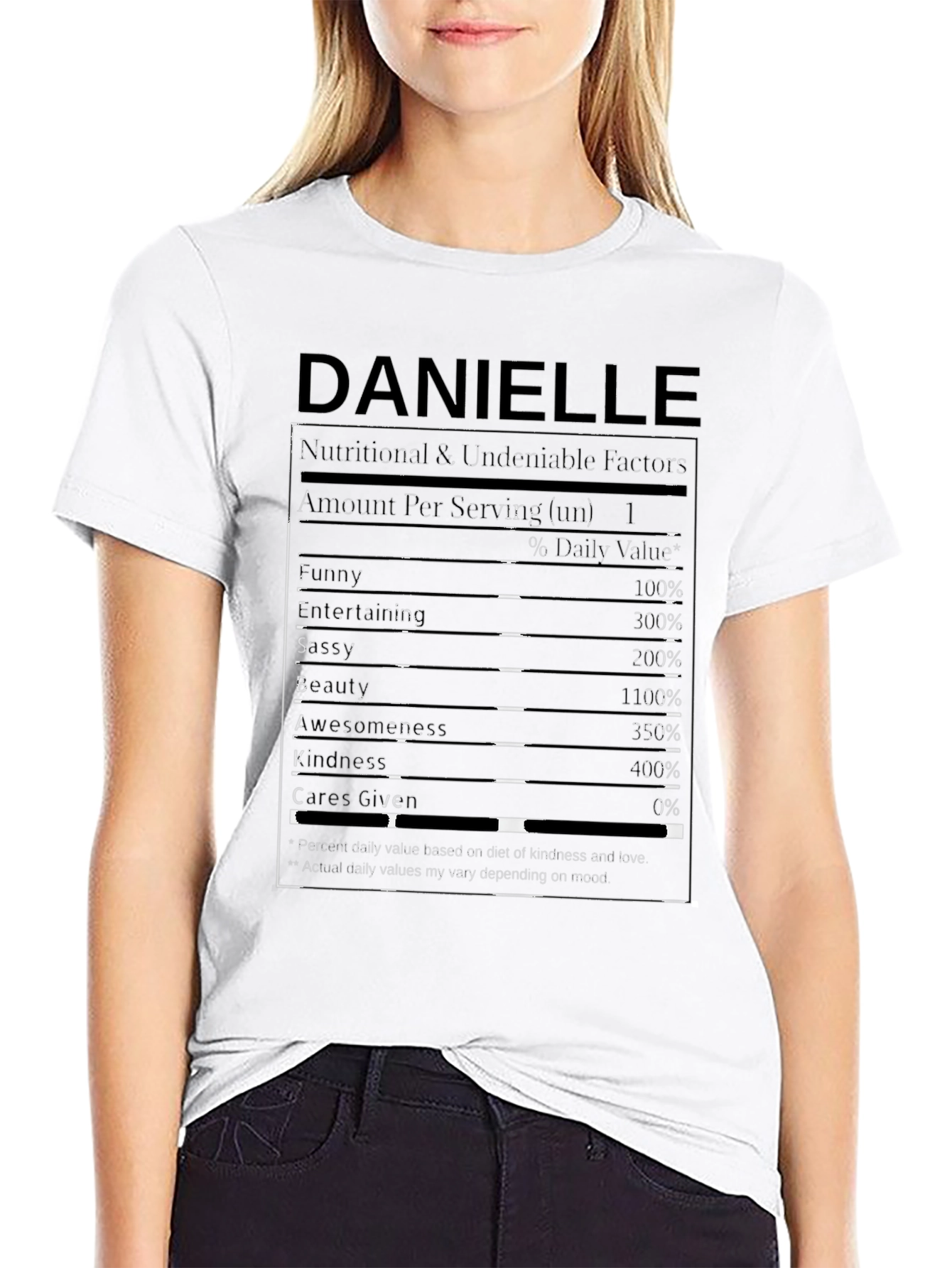 Black Danielle Nutritional Facts T-Shirt view 9
