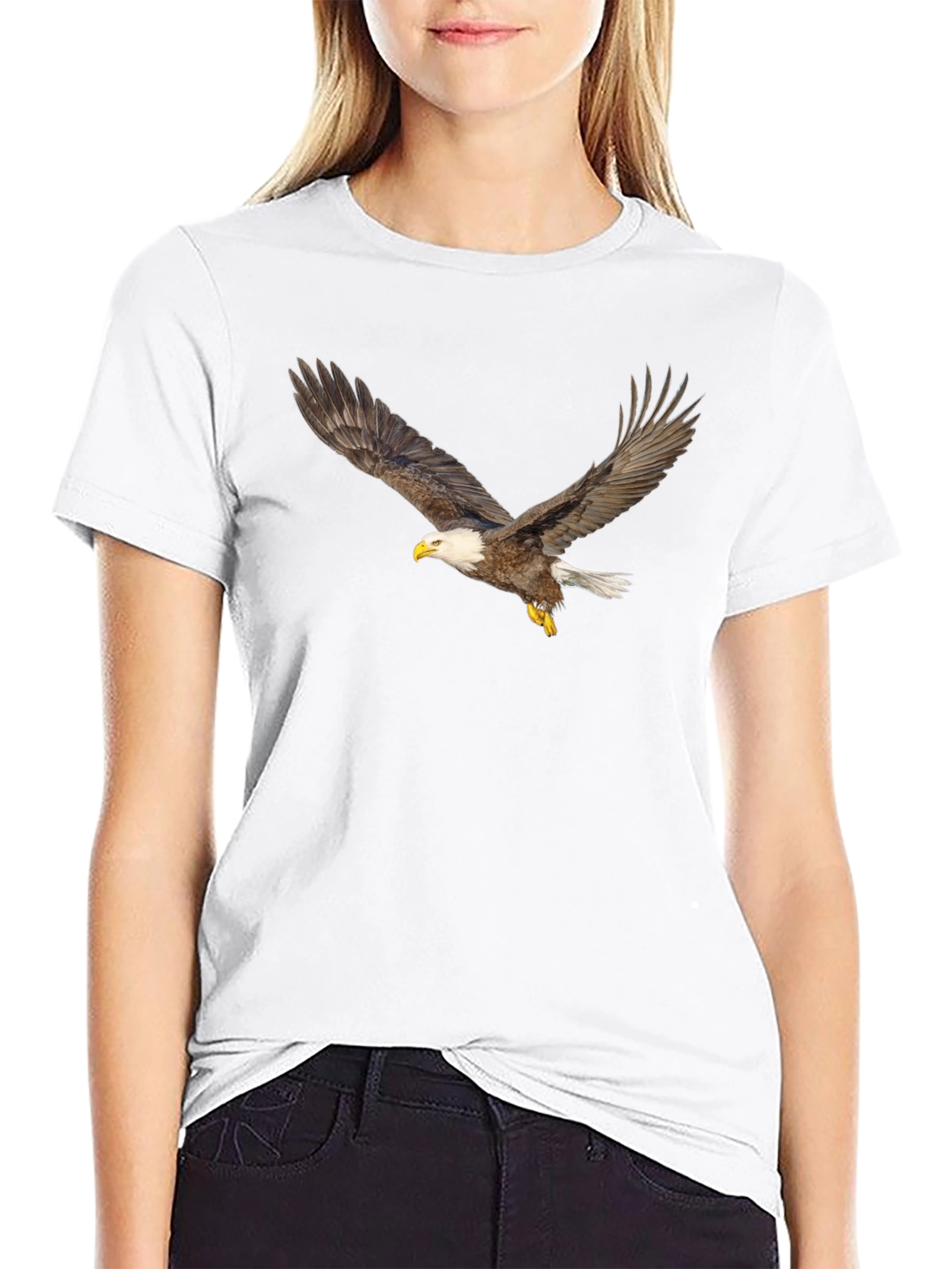 Black Black T-Shirt with Eagle Print view 9