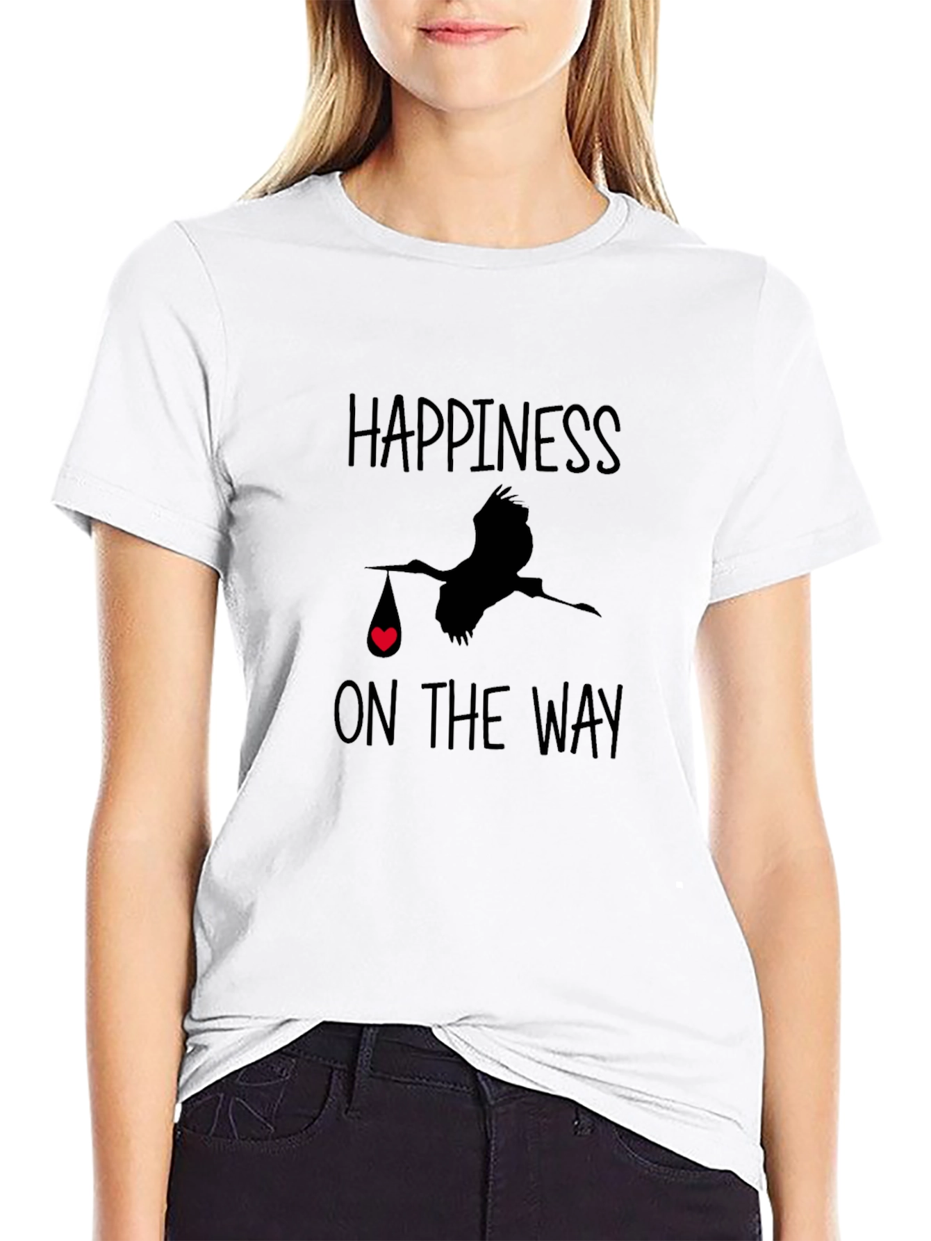 Black Happiness On The Way Stork Graphic T-Shirt view 9