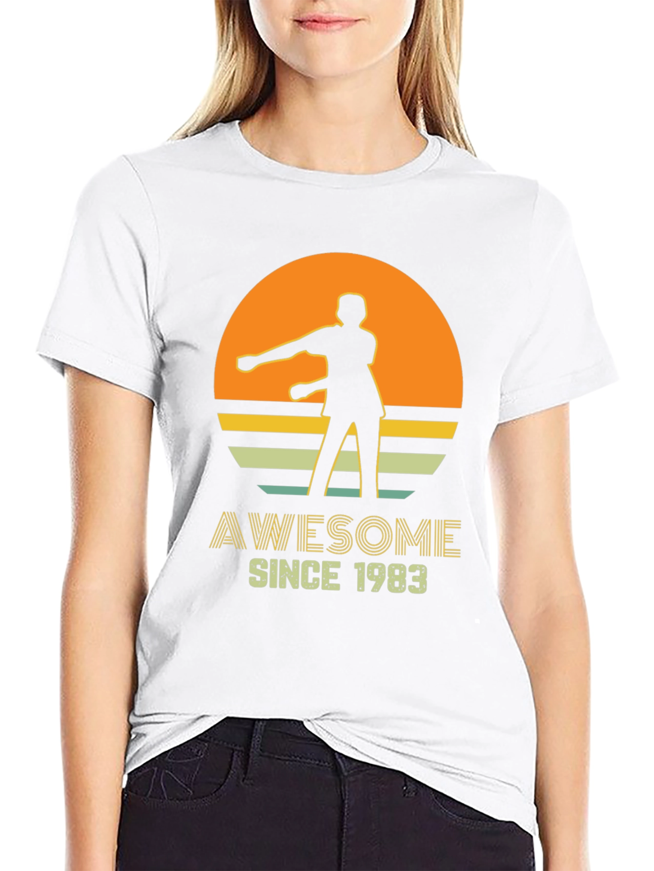 Black Awesome Since 1983 Retro Style T-Shirt view 9