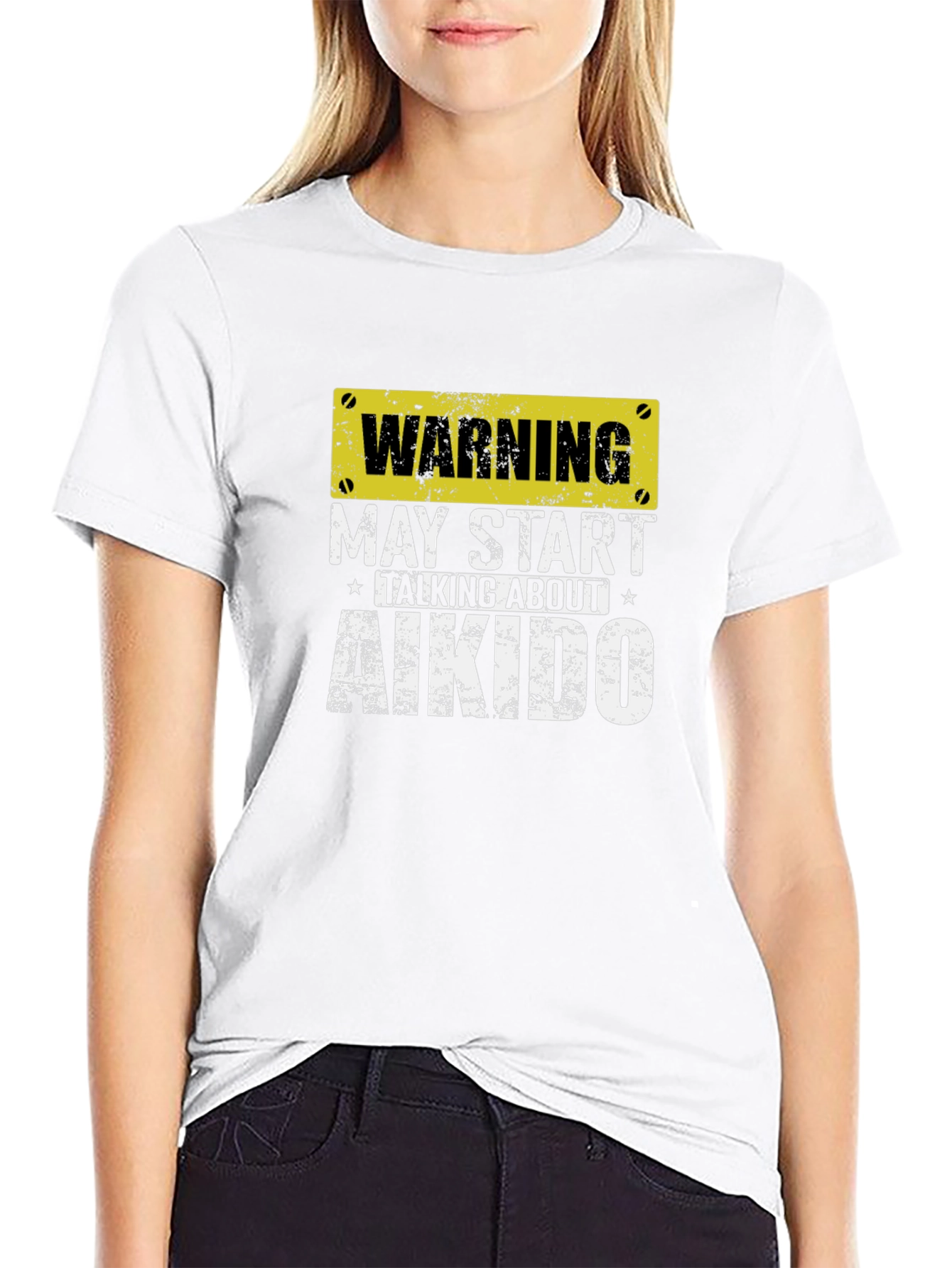 Black Warning Aikido T-Shirt - Martial Arts Fan Tee view 9