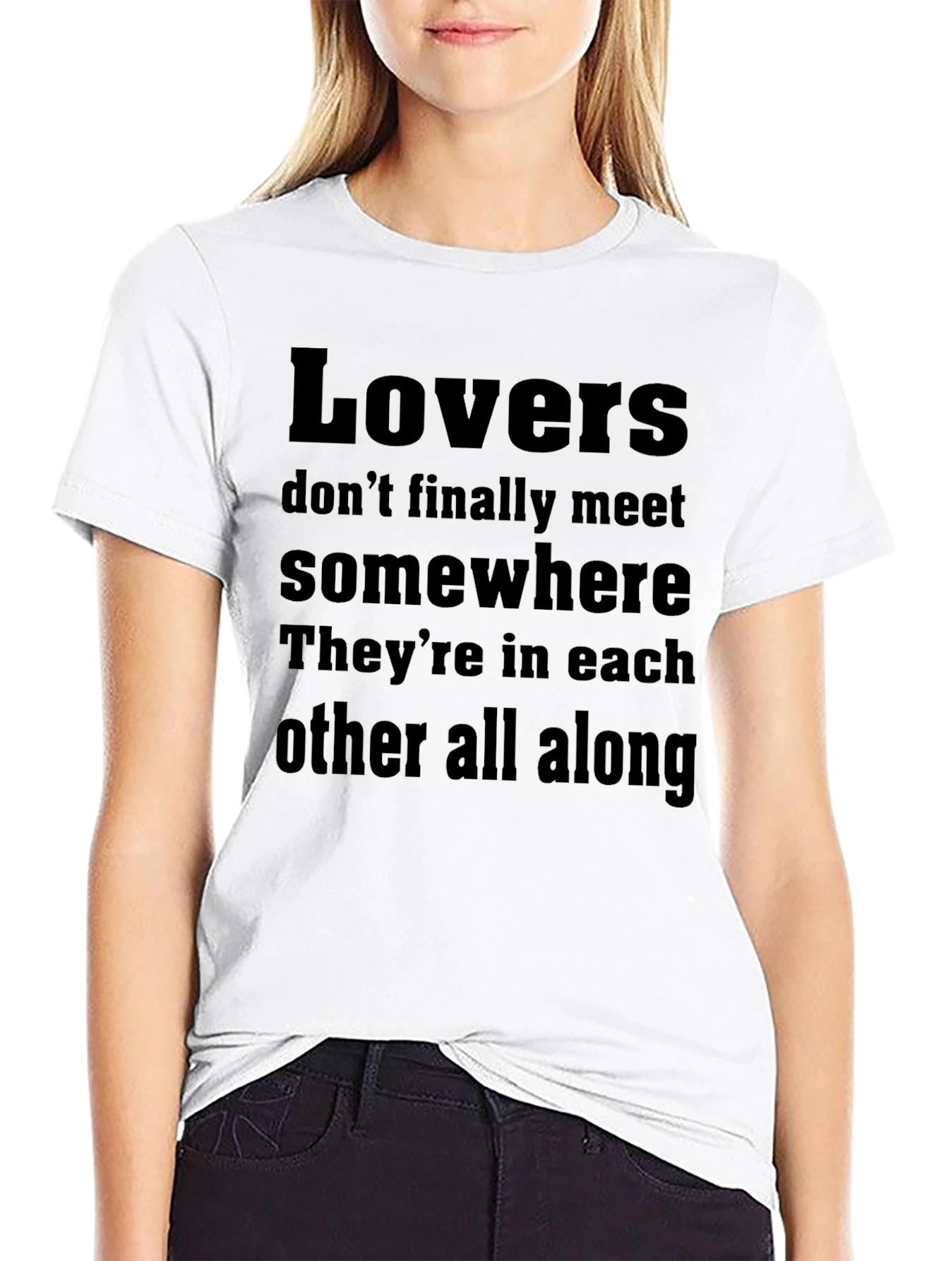 Black Lovers Quote T-Shirt - Romantic Black Tee view 9