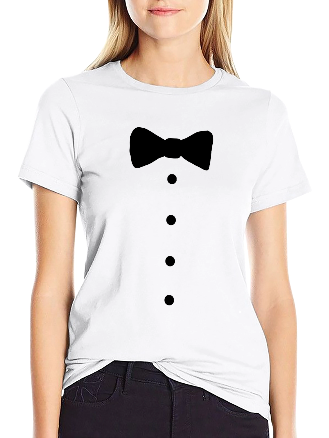 Black Black Bowtie Tuxedo Graphic T-Shirt view 9