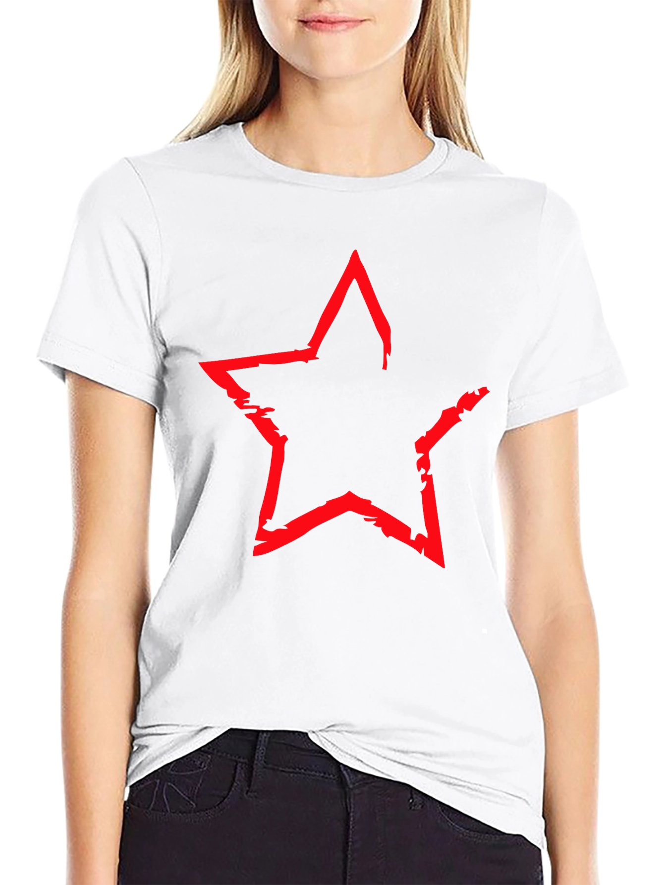 Black Red Star Graphic Black T-Shirt view 9