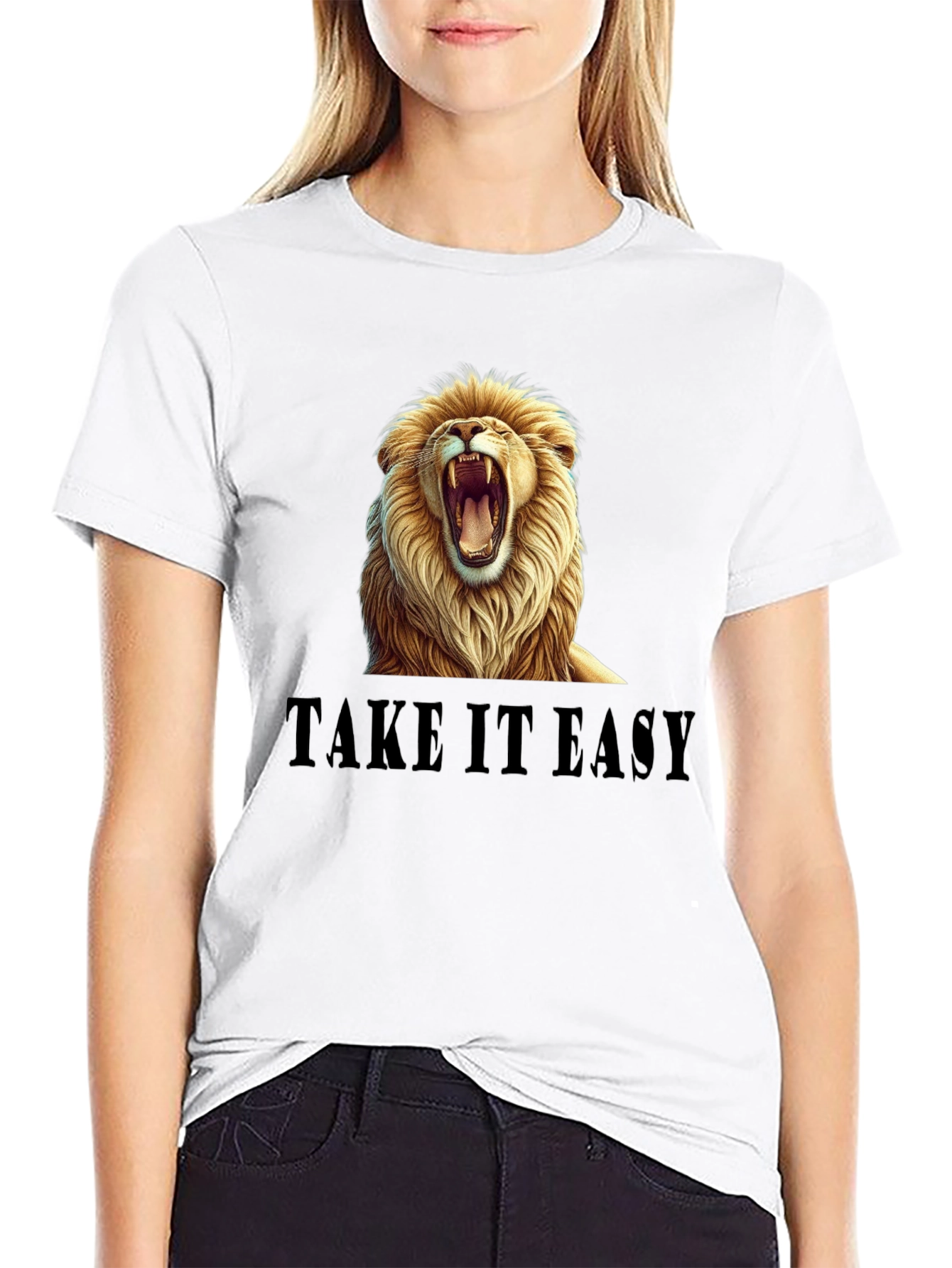 Black Lion Take it Easy Graphic Black T-Shirt view 9