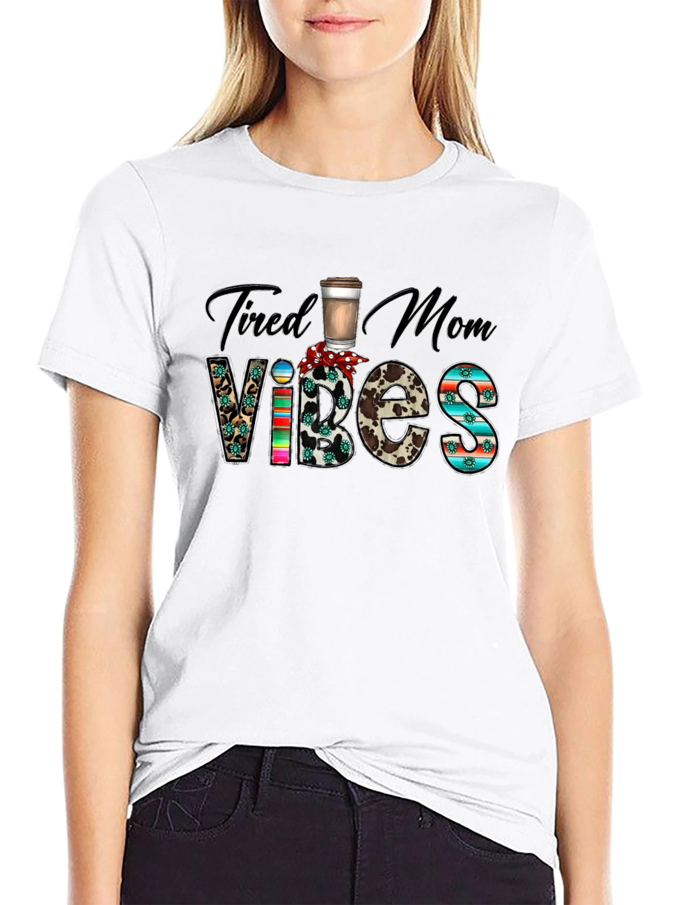 Black Tired Mom Vibes Graphic Tee view 9