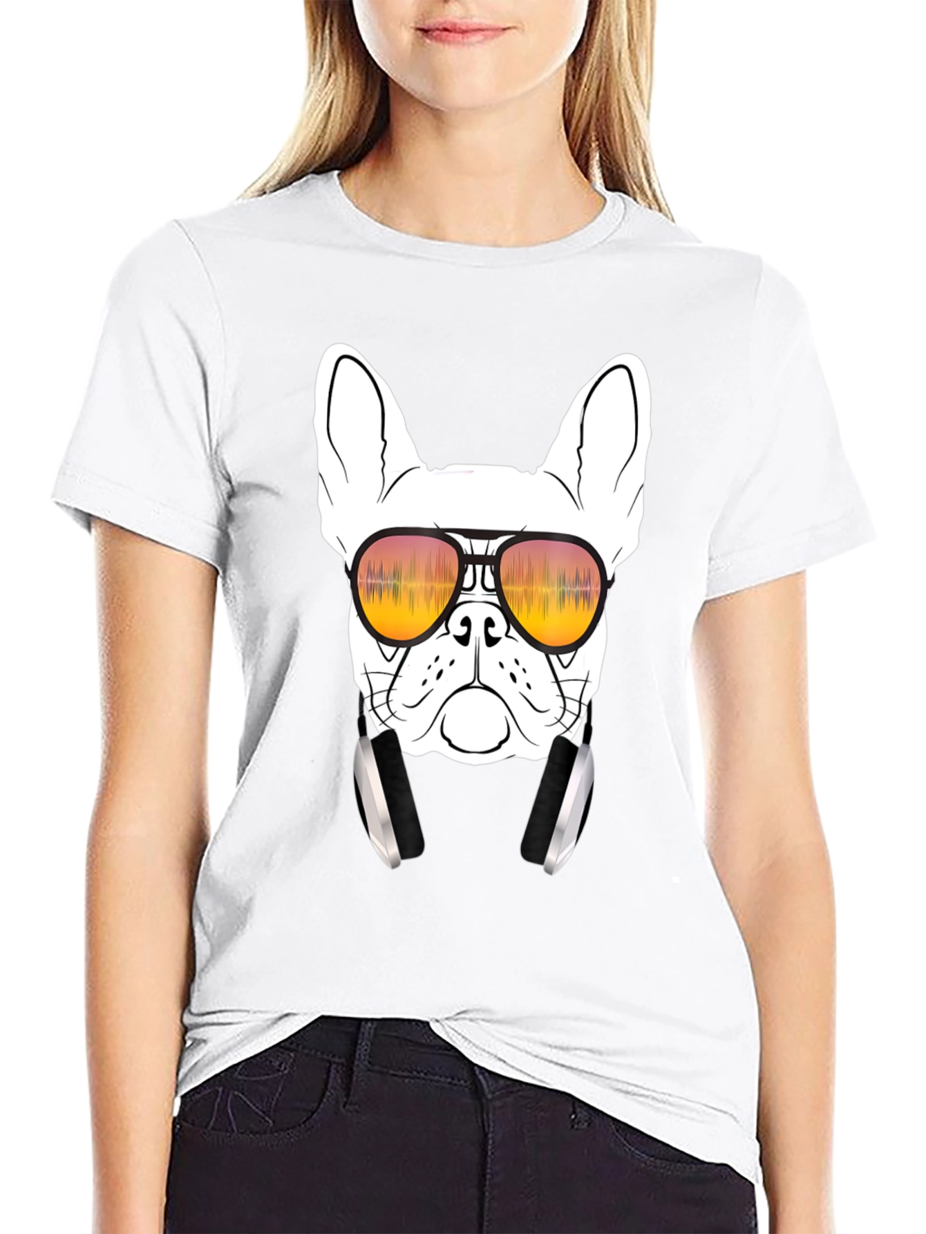 Black Cool Dog Graphic Tee - Sunglasses & Headphones view 9