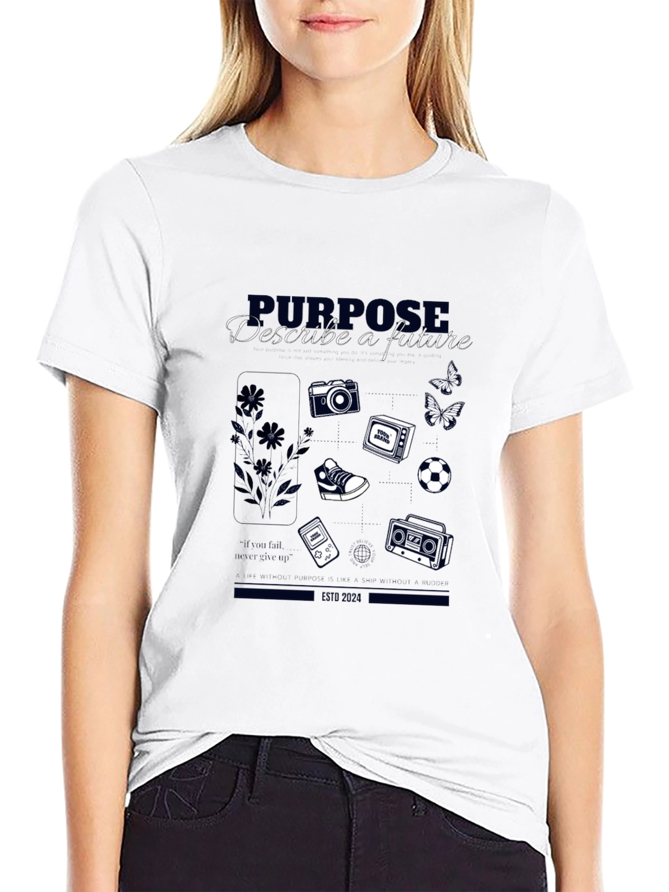 Black Purpose Future Graphic Tee - Retro Tech Design view 9