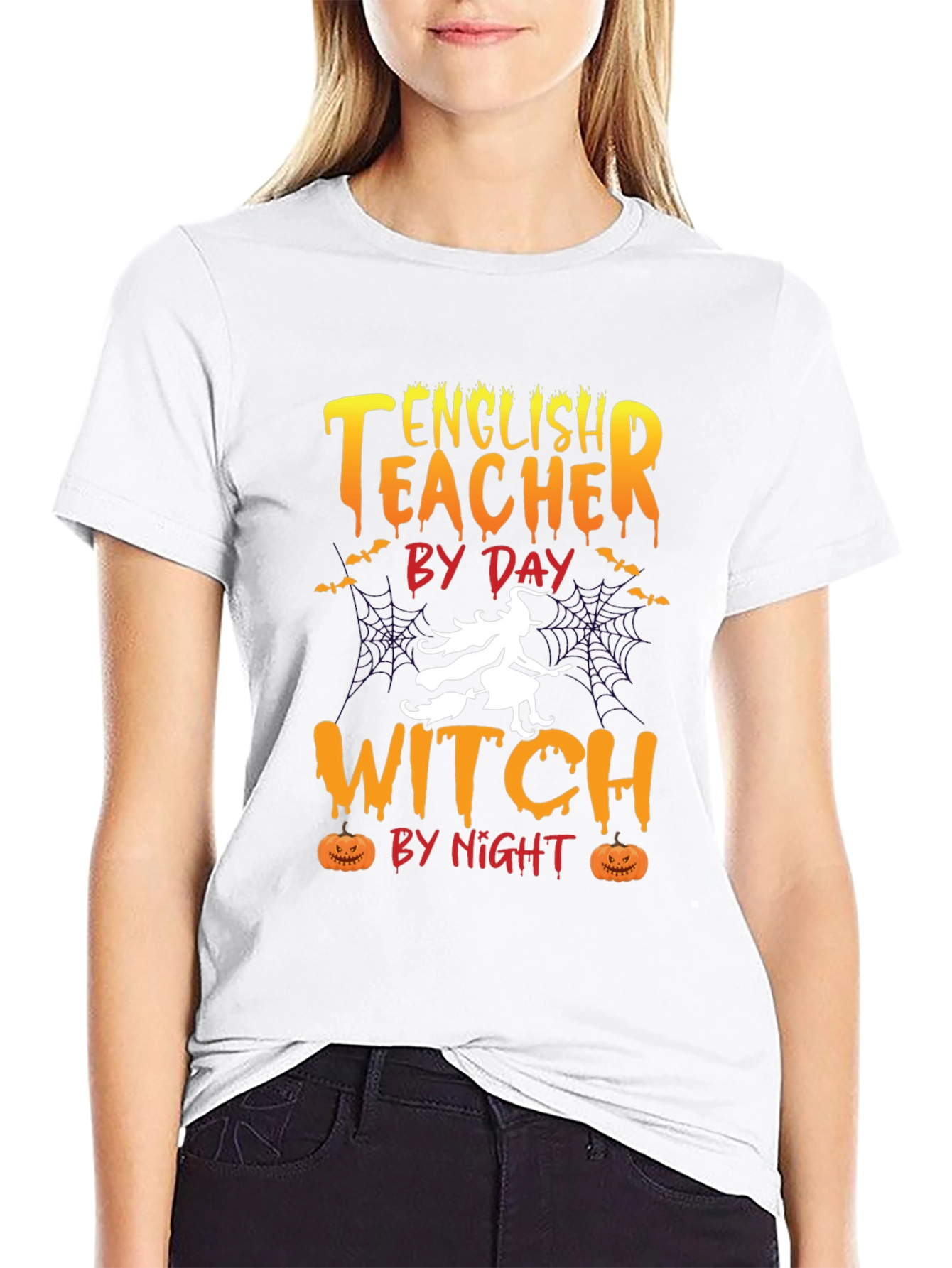 Black English Teacher Witch T-Shirt - Halloween view 9