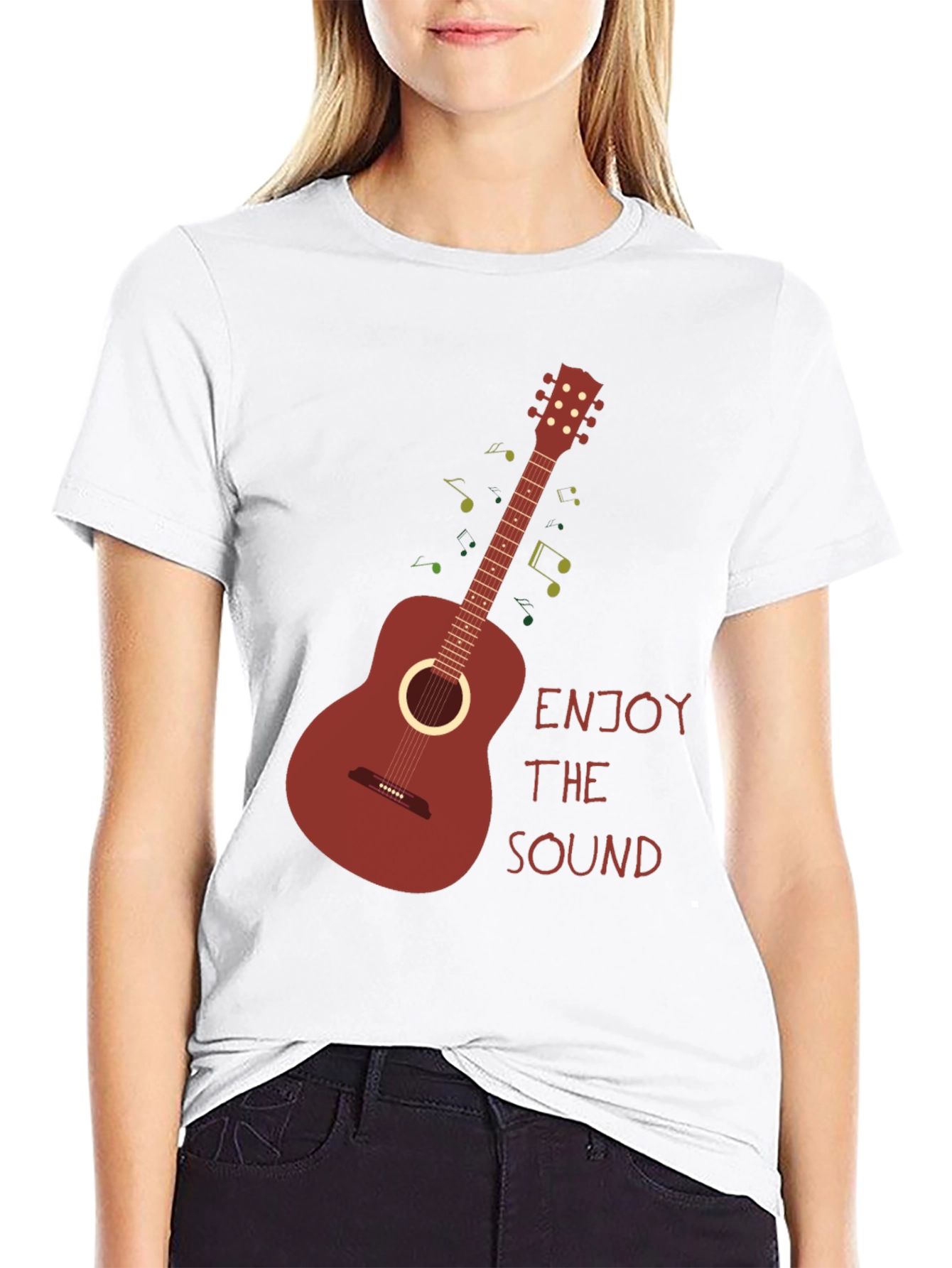 Black Enjoy The Sound T-Shirt - Guitar Graphic Tee view 9