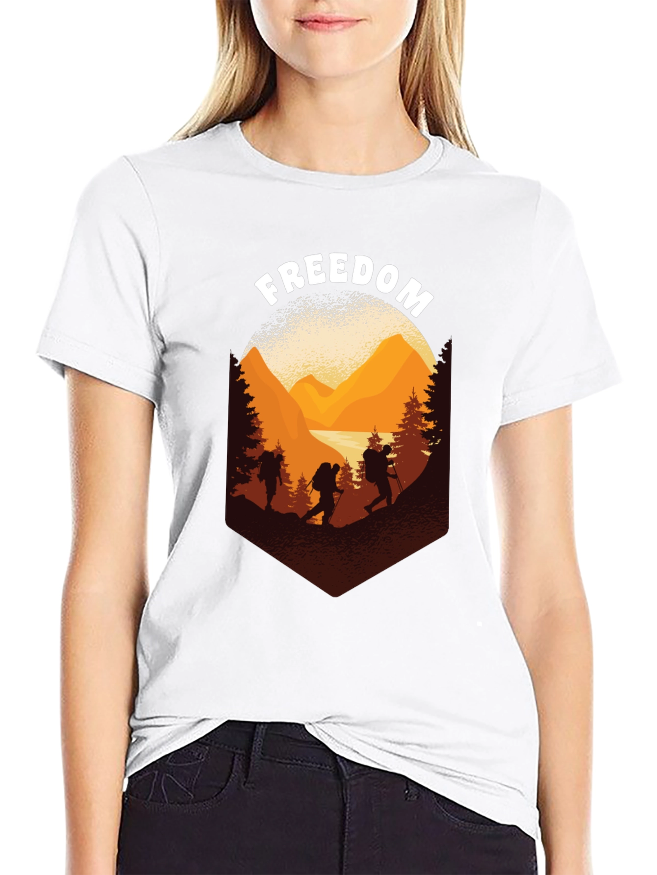 Black Freedom Hiking Adventure Graphic Tee view 9