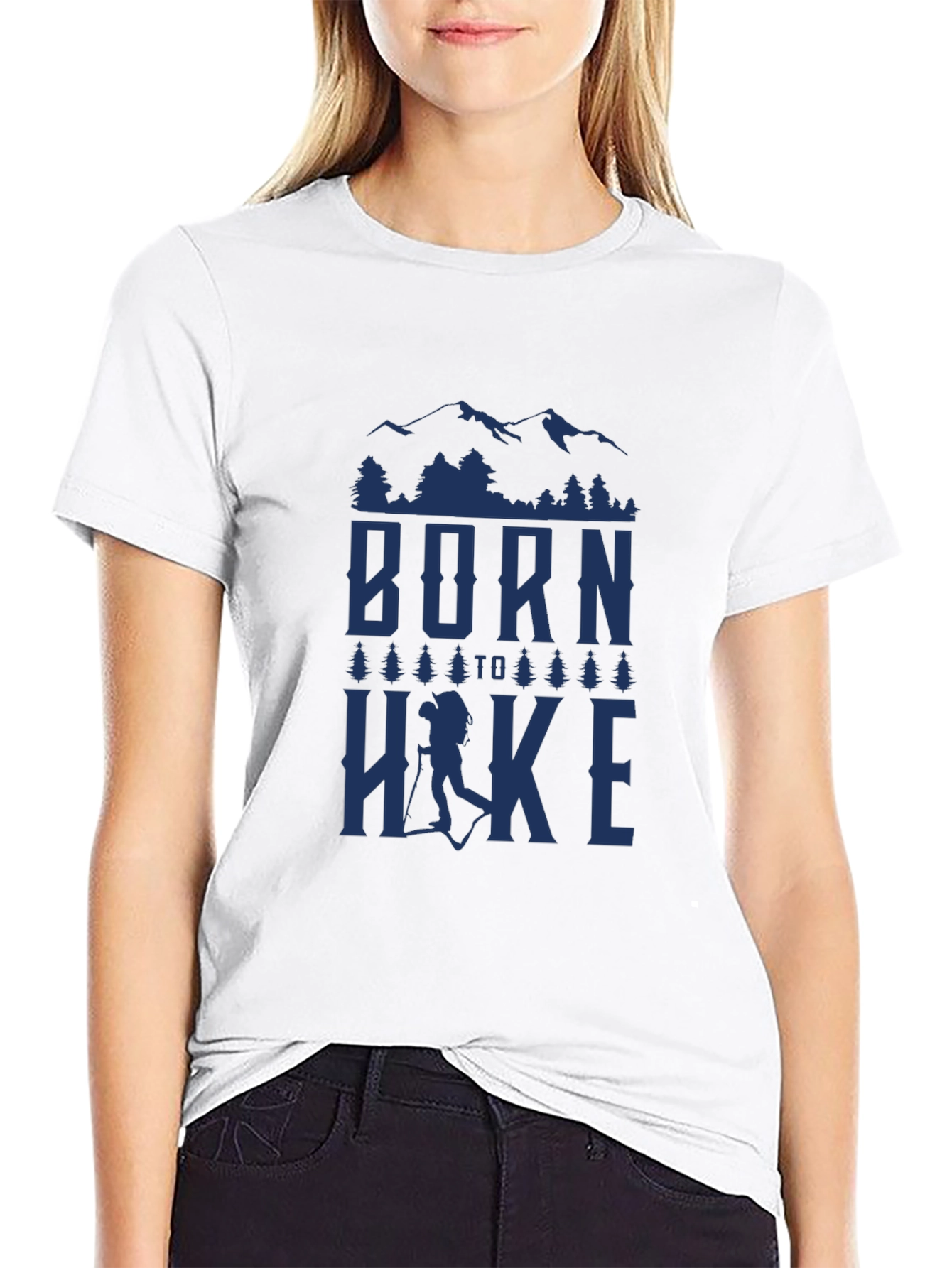 Black Born to Hike Graphic T-Shirt - Nature Adventure Tee view 9