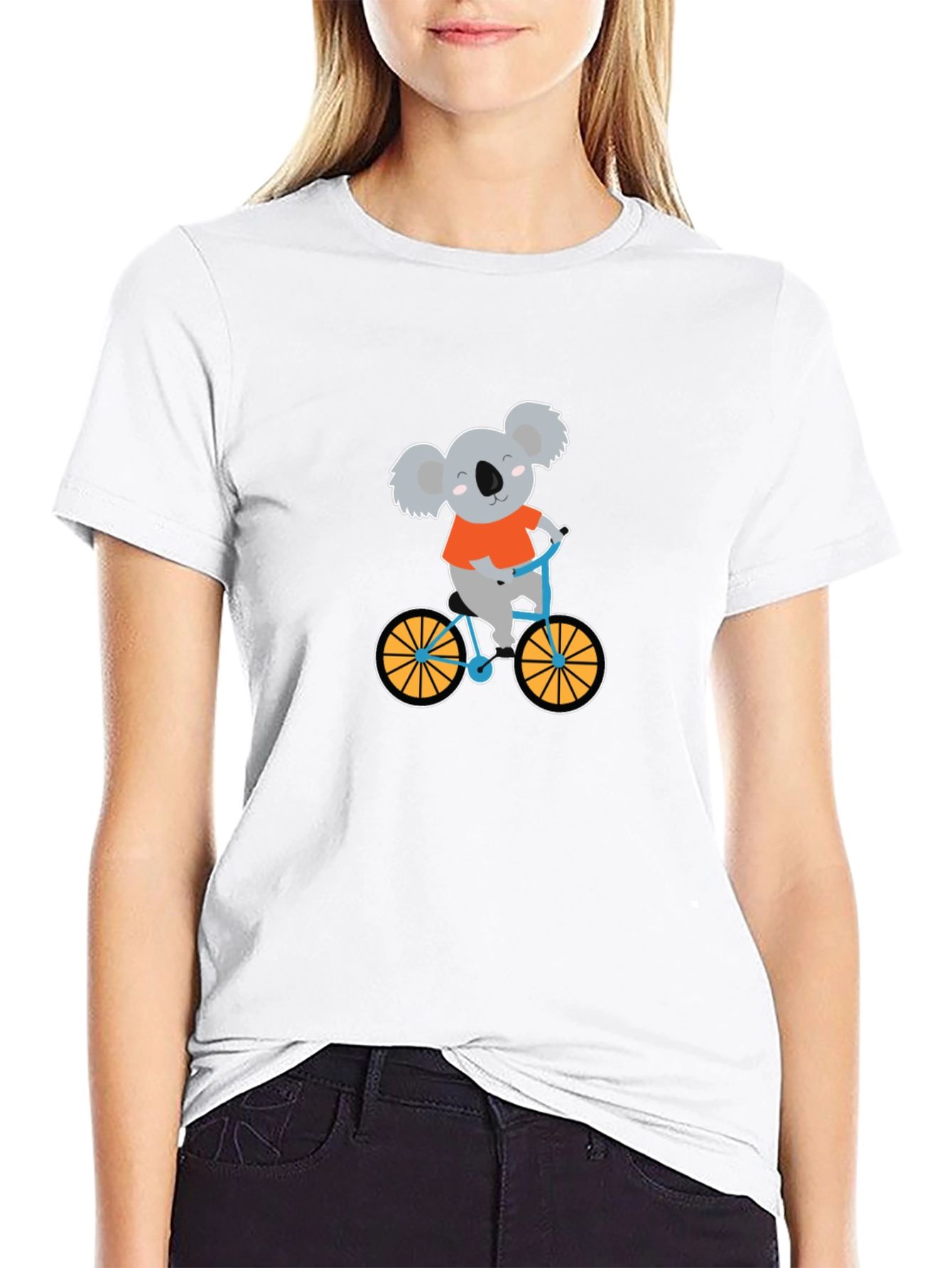 Black Koala Bear on Bike Graphic T-Shirt view 9