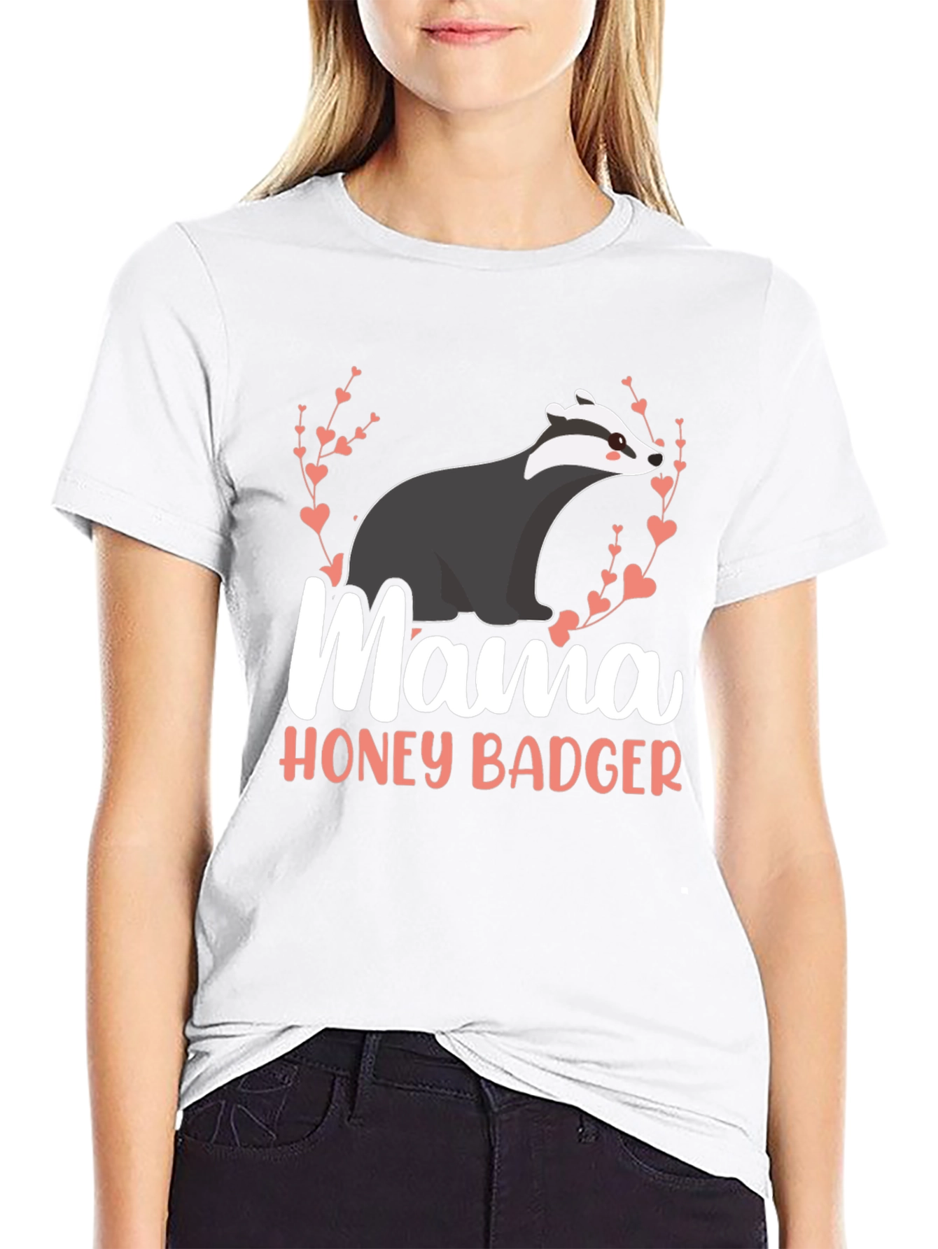 Black Mama Honey Badger T-Shirt - Cute Badger Design view 9