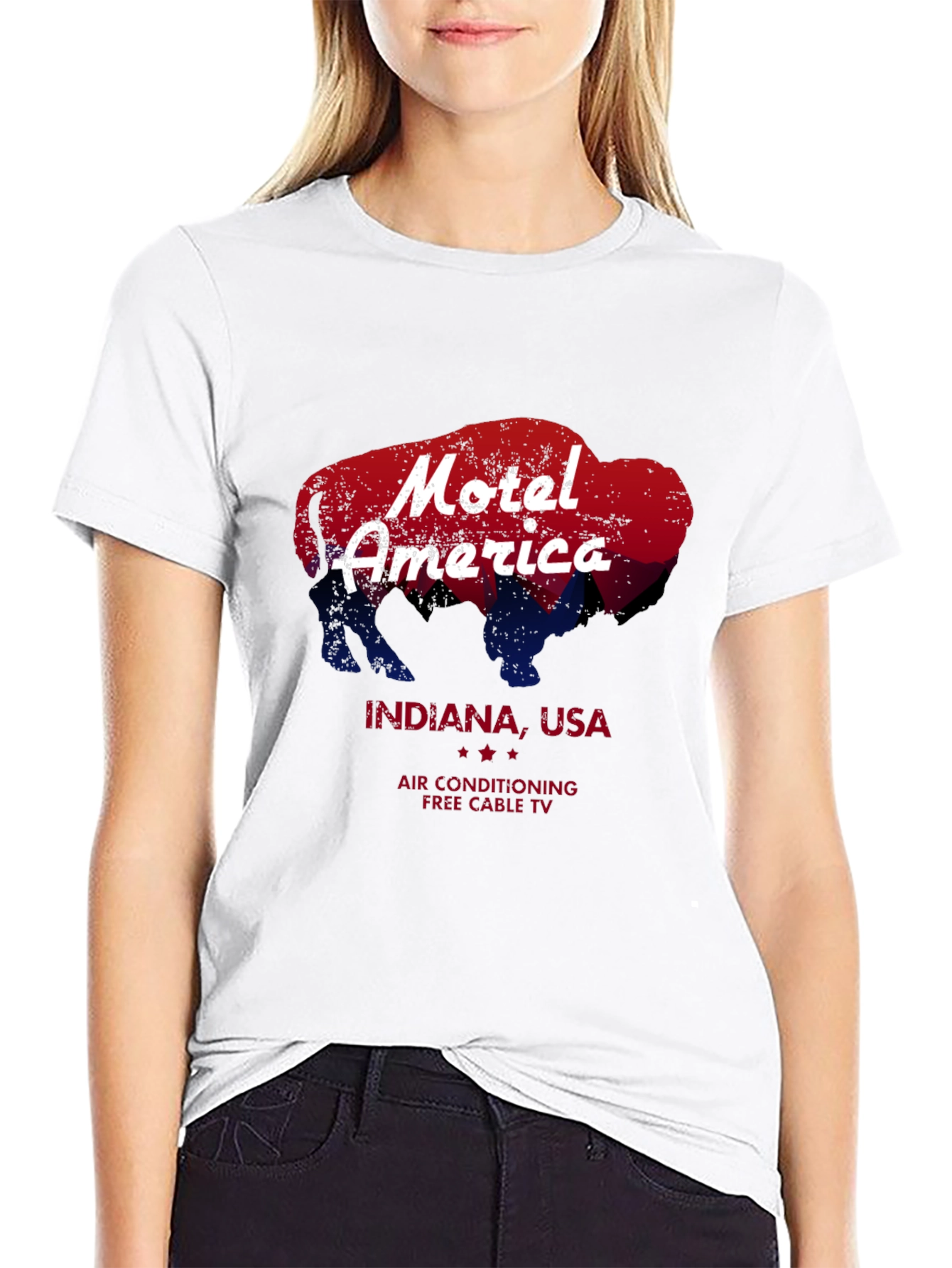 Black Motel America Indiana Bison T-Shirt view 9