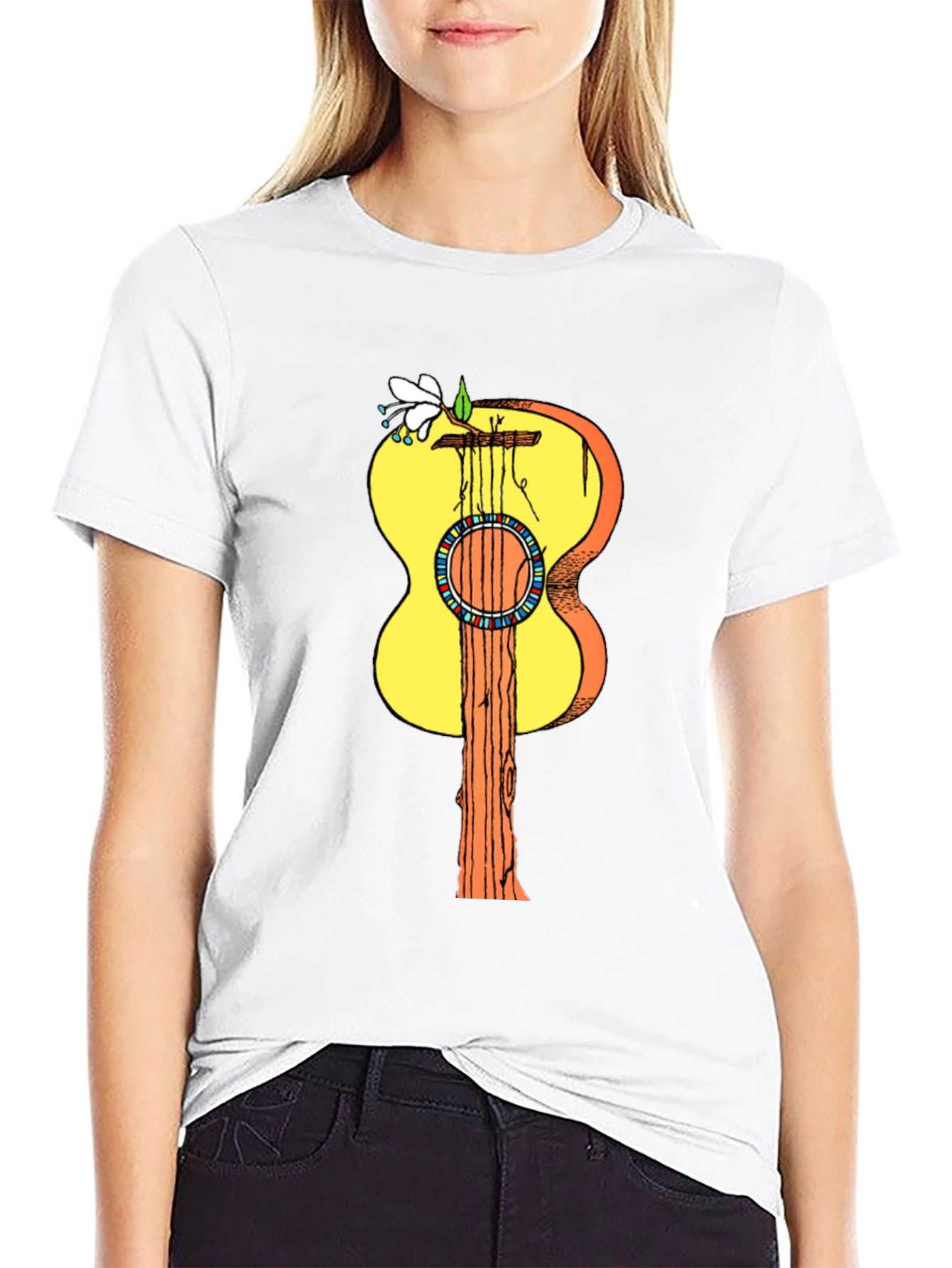 Black Guitar Tree Graphic Tee - Stylish Nature Design view 9