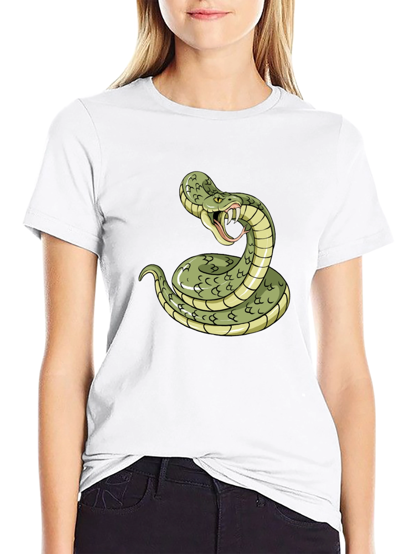 Black Snake Graphic Tee - Black Cotton T-Shirt view 9