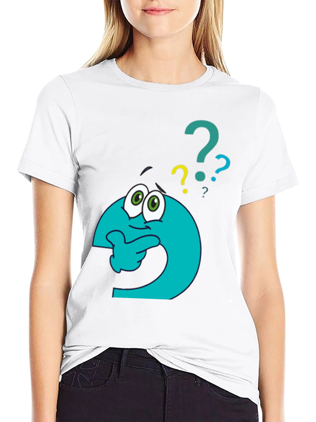 Black Thinking Question Mark Graphic T-Shirt view 9