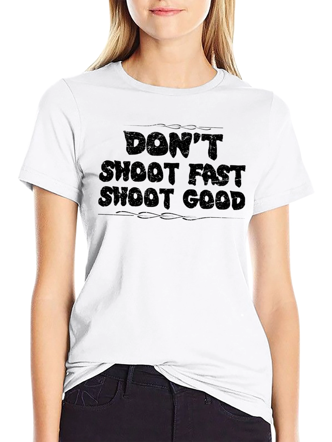 Black Don't Shoot Fast Shoot Good T-Shirt view 9