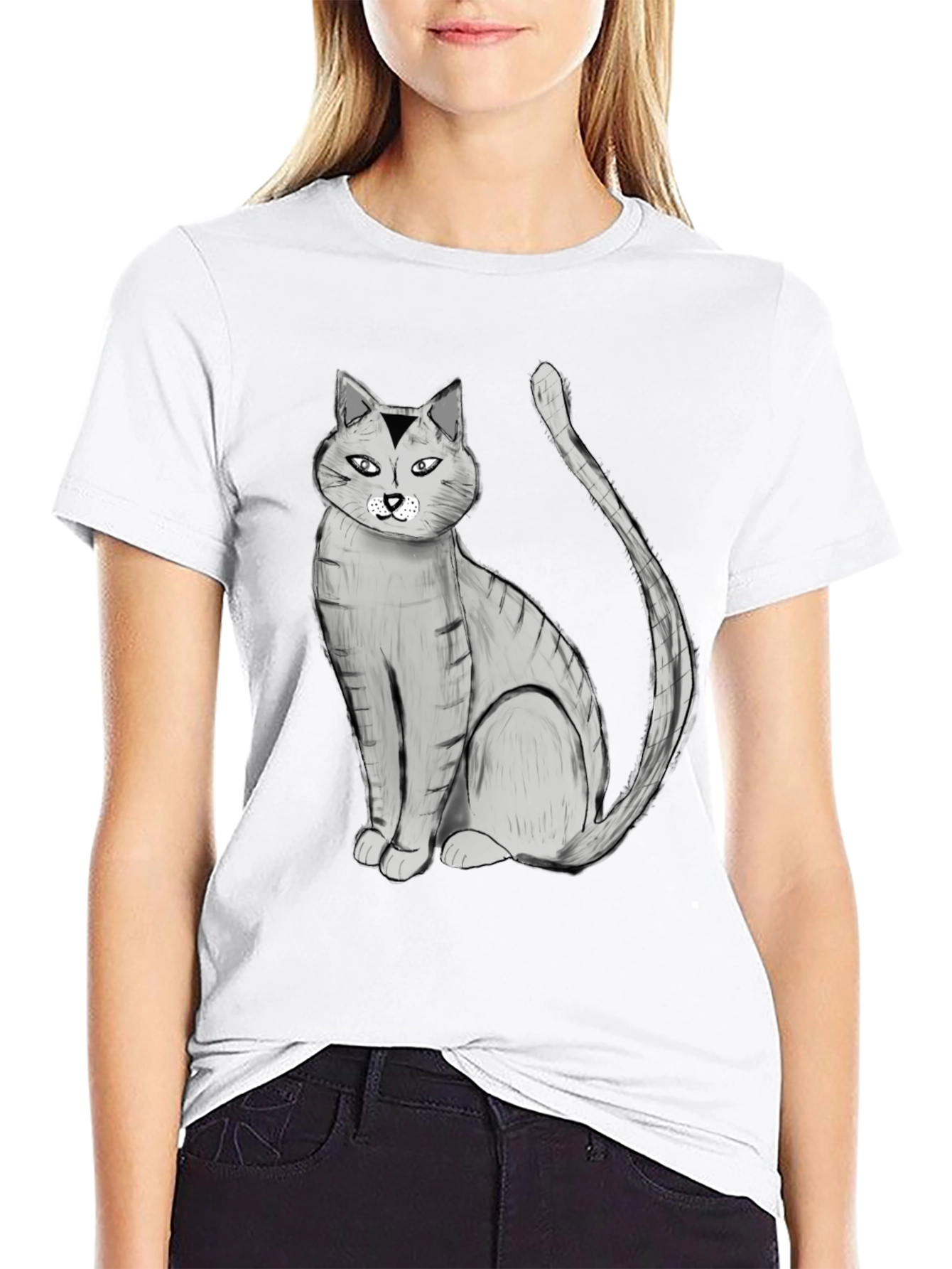 Black Black Cat Graphic Tee - Unisex Cotton Blend T-Shirt view 9
