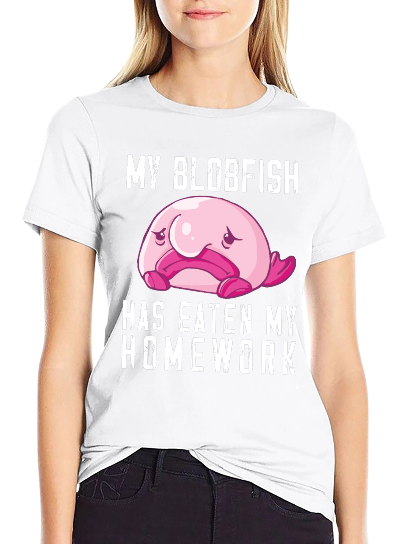 Black My Blobfish Ate My Homework T-Shirt view 9