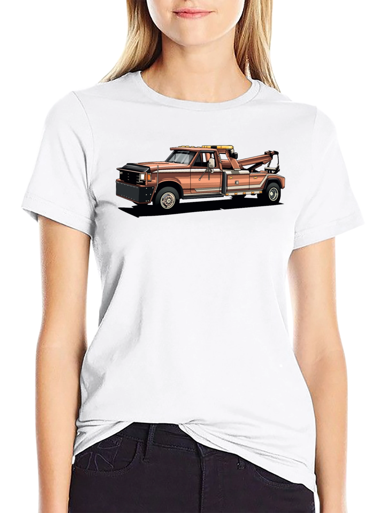Black Vintage Tow Truck Graphic T-Shirt - Black view 9