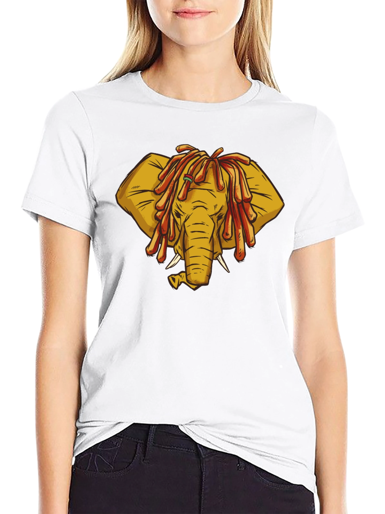 Black Rasta Elephant Graphic Tee - Unique Design! view 9