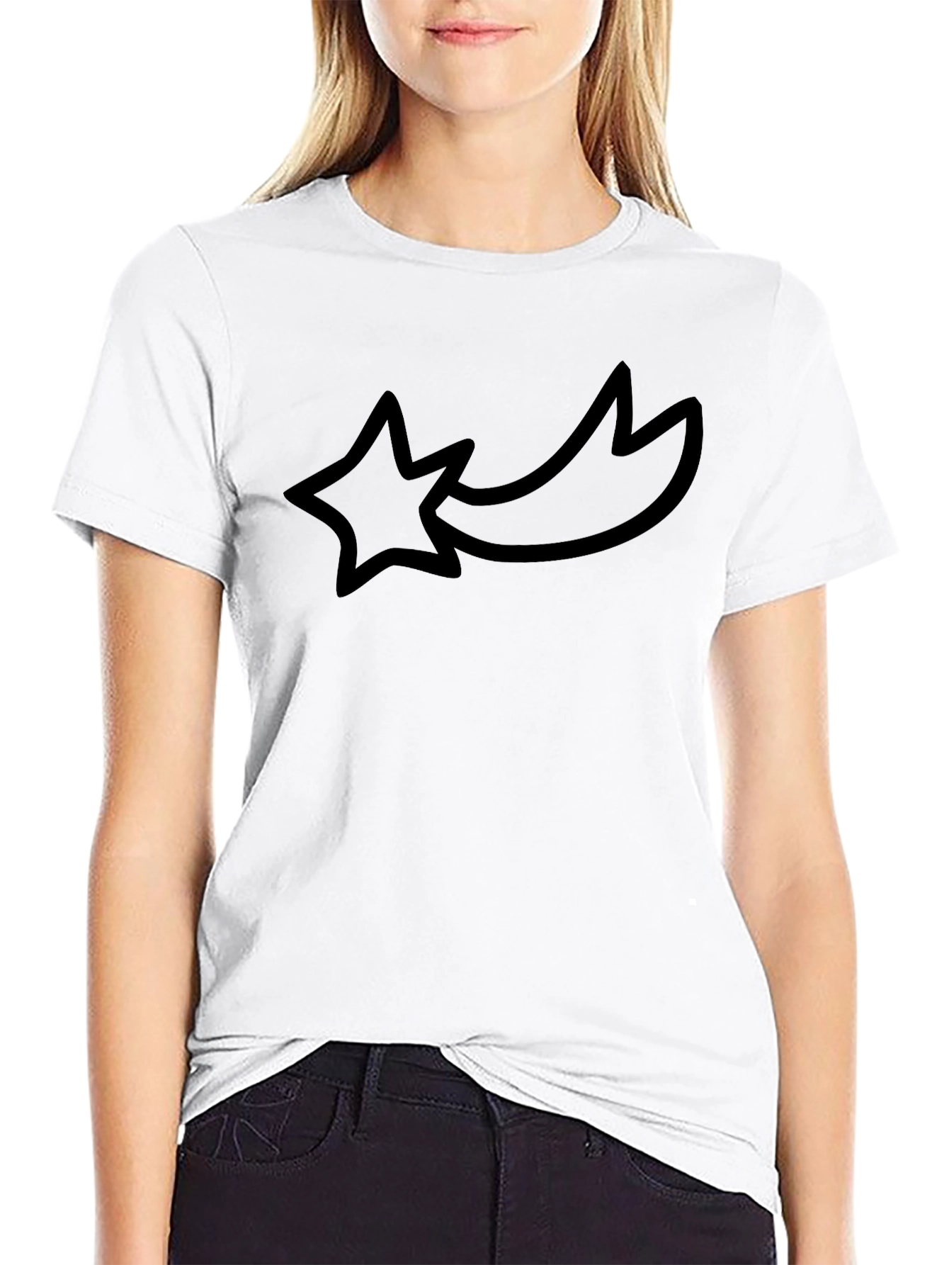 Black Black Graphic Tee - Shooting Star Design view 9