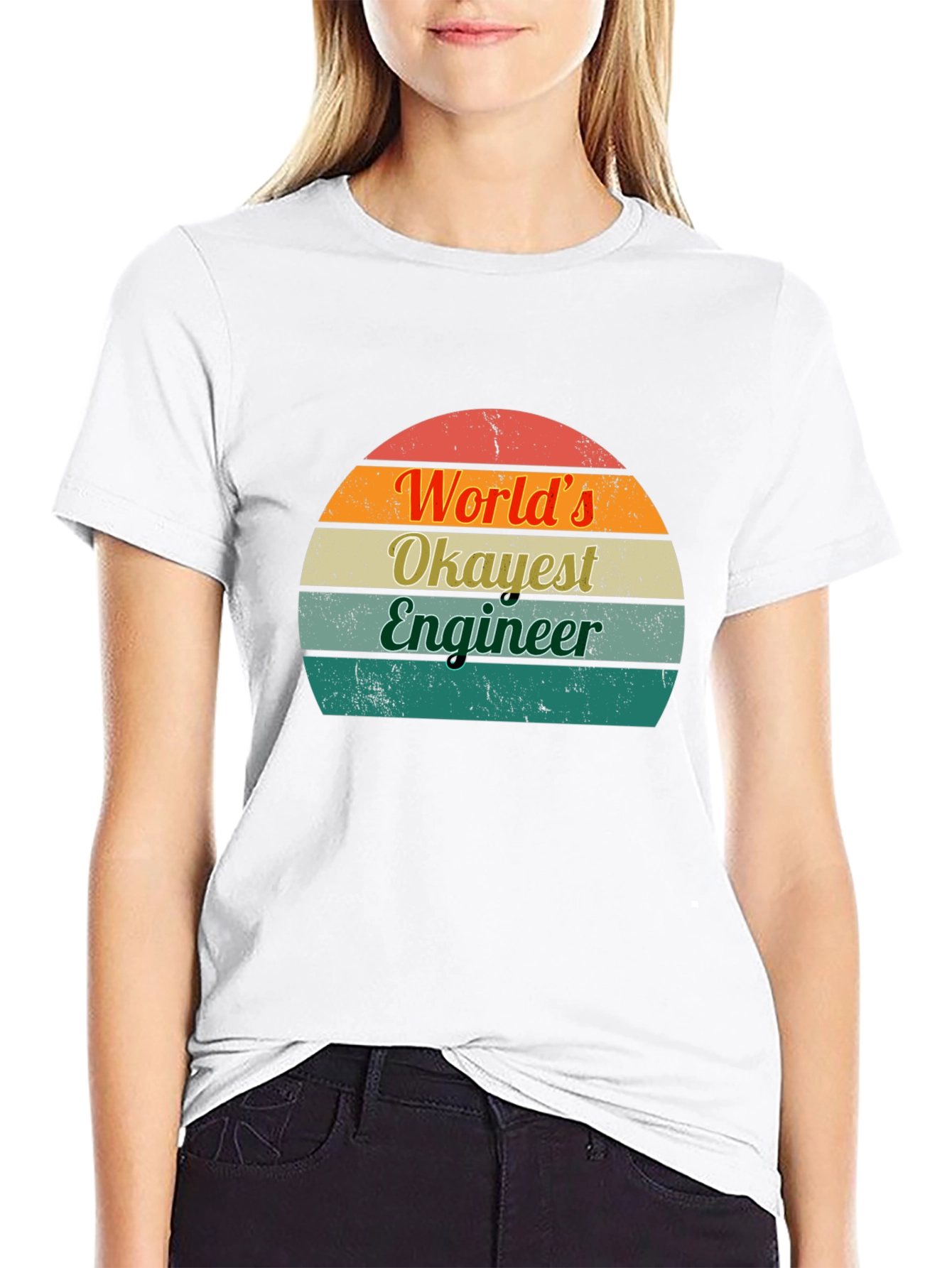 Black World's Okayest Engineer T-Shirt Retro Design view 9