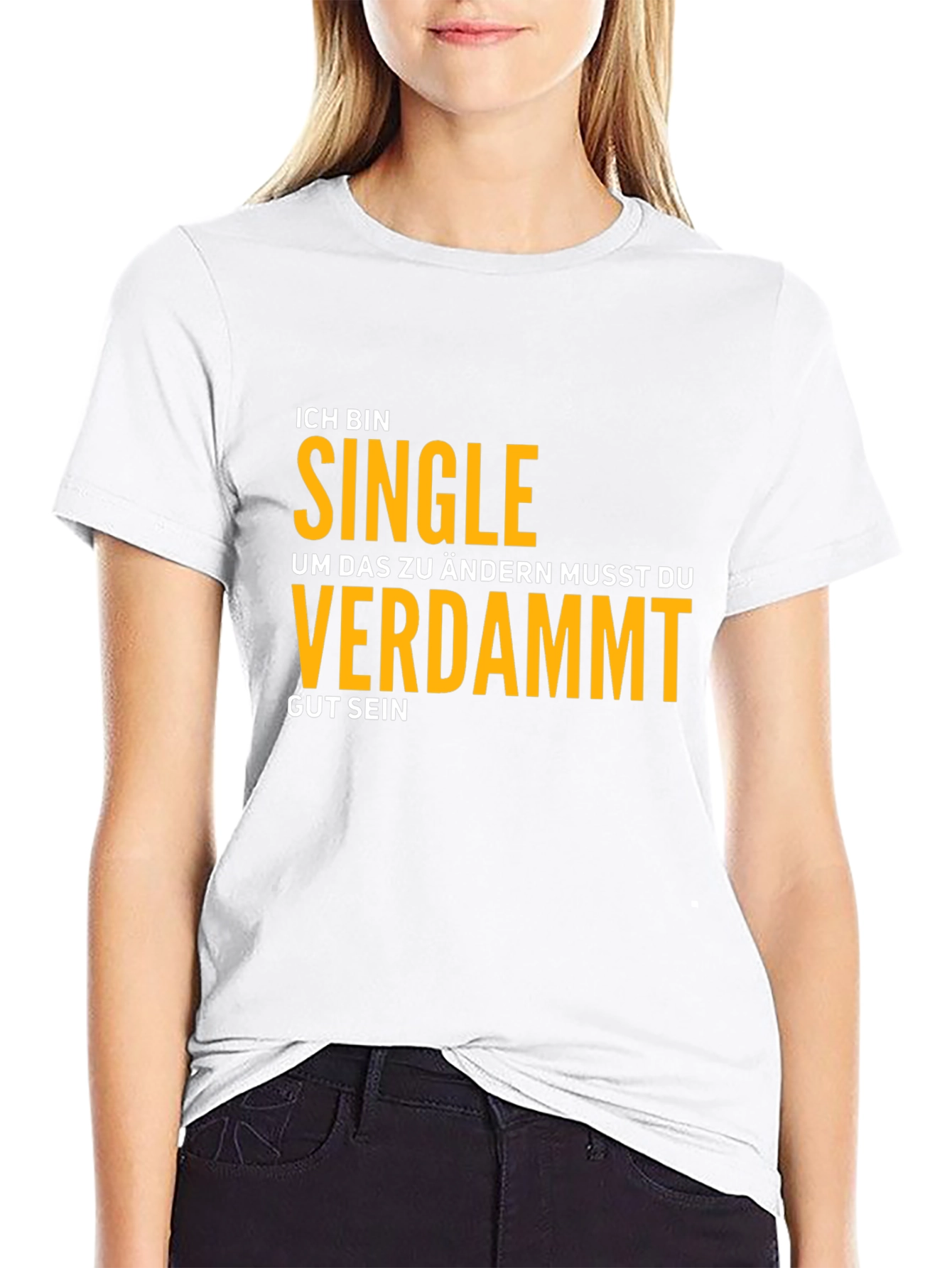 Black Ich Bin Single T-Shirt - Funny German Phrase Tee view 9