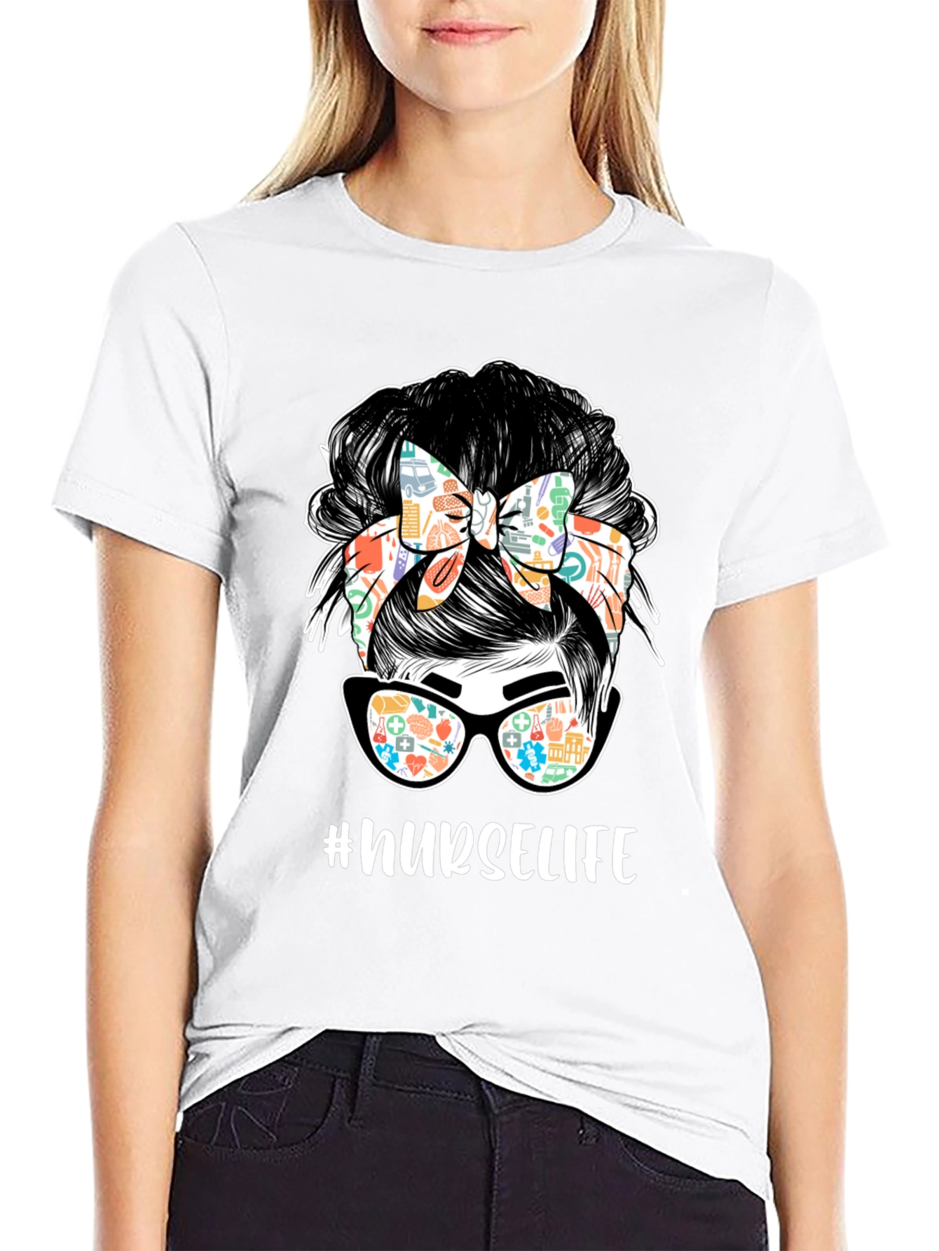 Nurse Life Messy Bun T-Shirt - 9