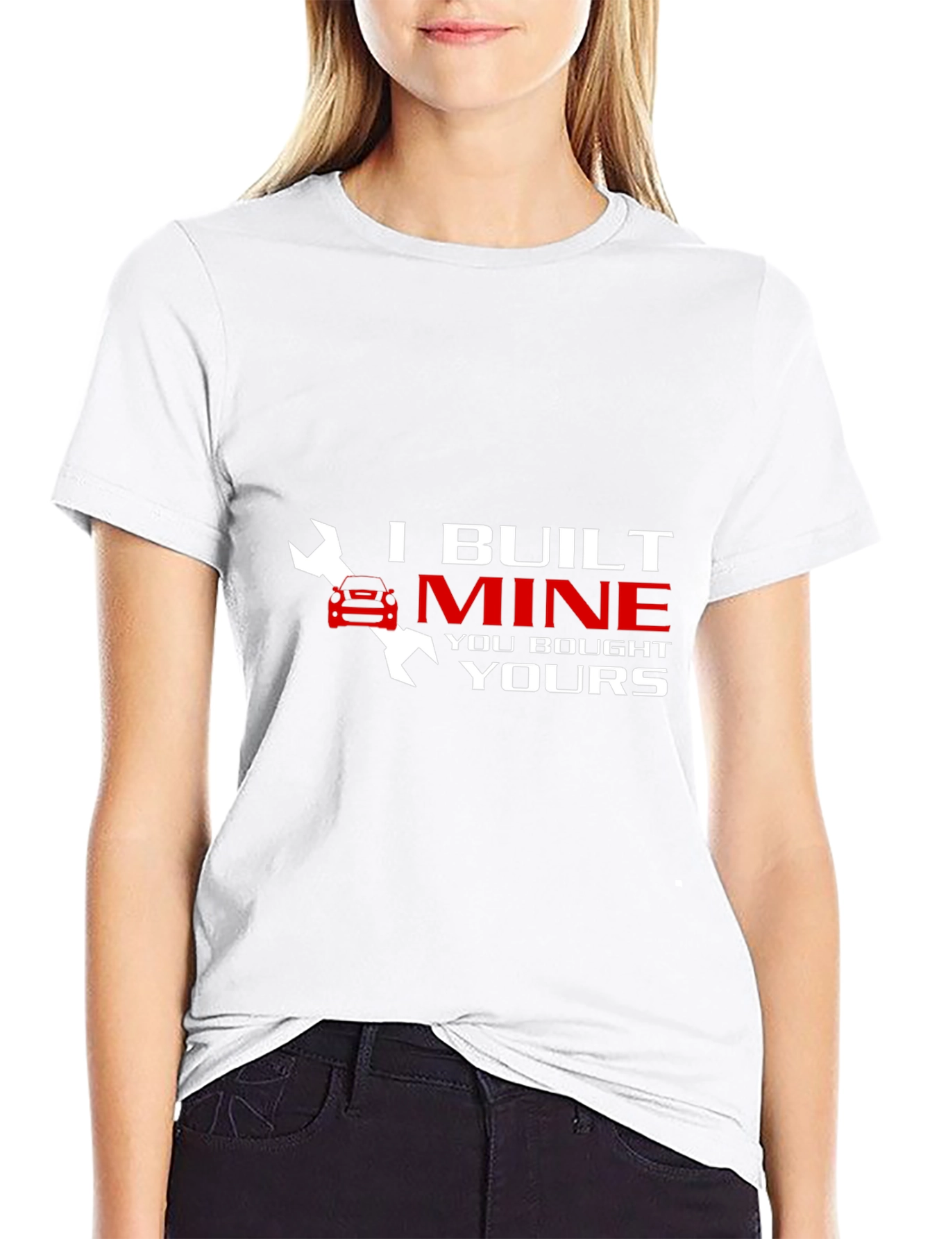 Black I Built Mine Funny Car Mechanic T-Shirt view 9