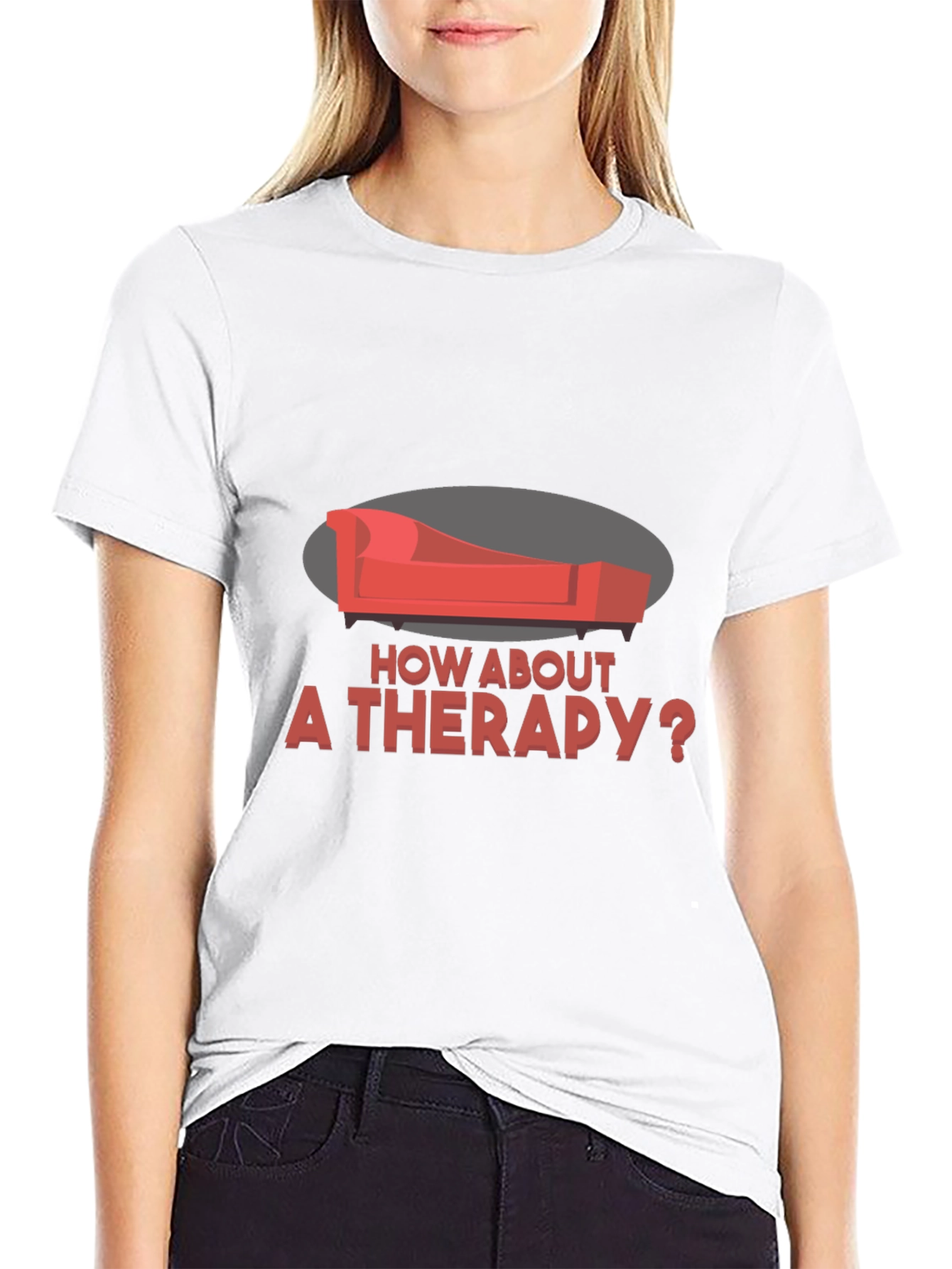 Black Therapy Couch Graphic Tee - Unique Design view 9