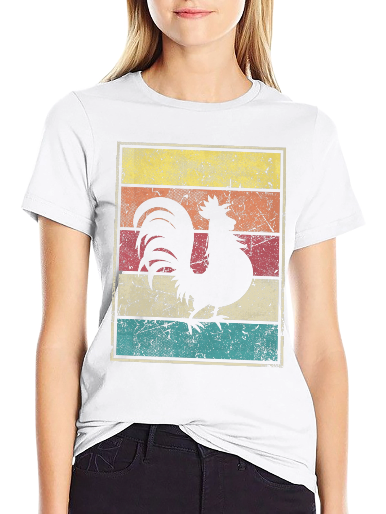 Black Retro Rooster Graphic Tee view 9