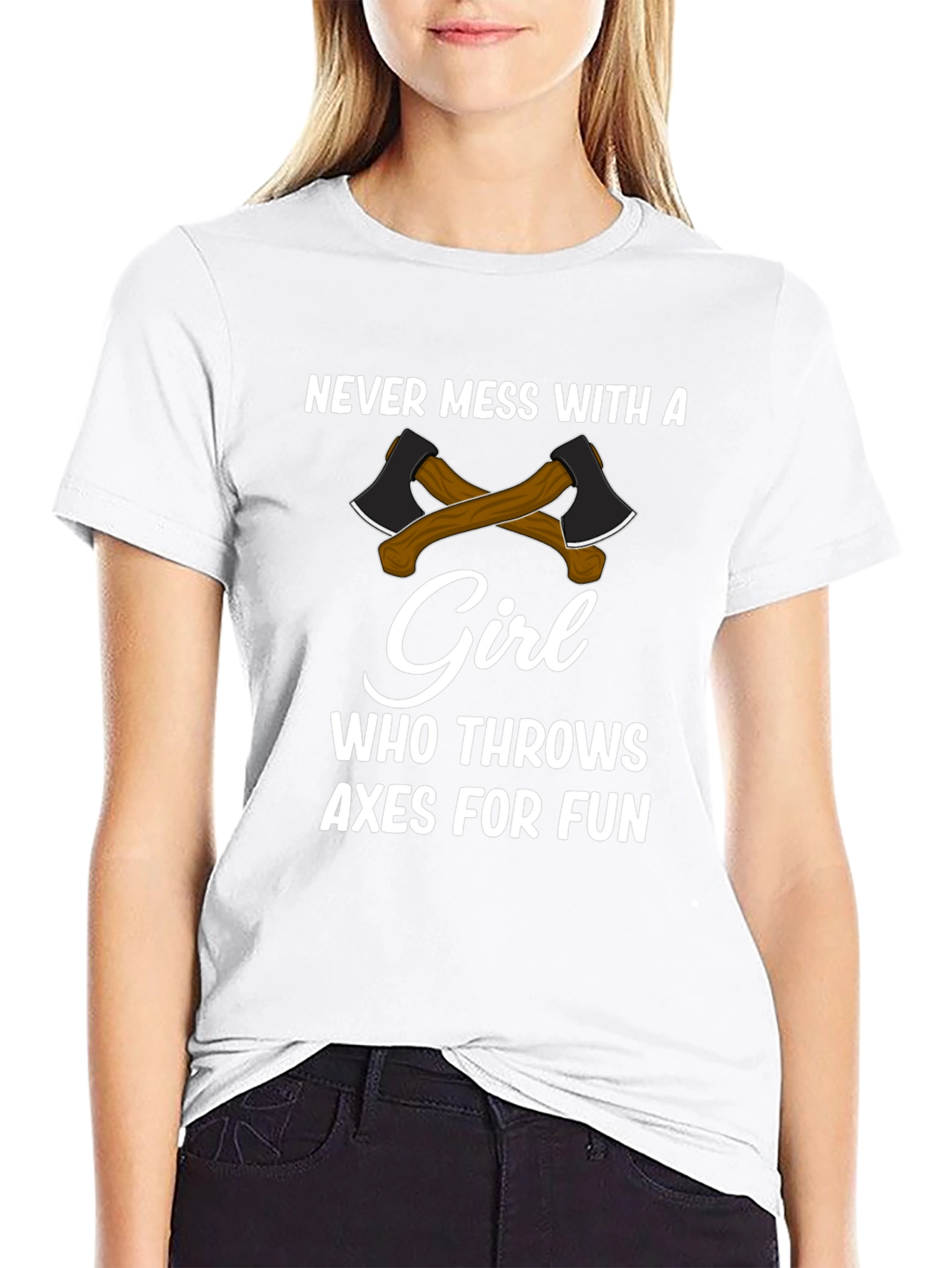 Black Never Mess With a Girl Axe Throwing T-Shirt view 9
