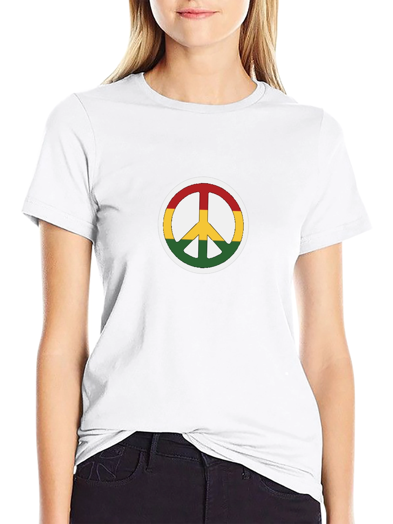 Black Rasta Peace Sign Graphic Tee view 9