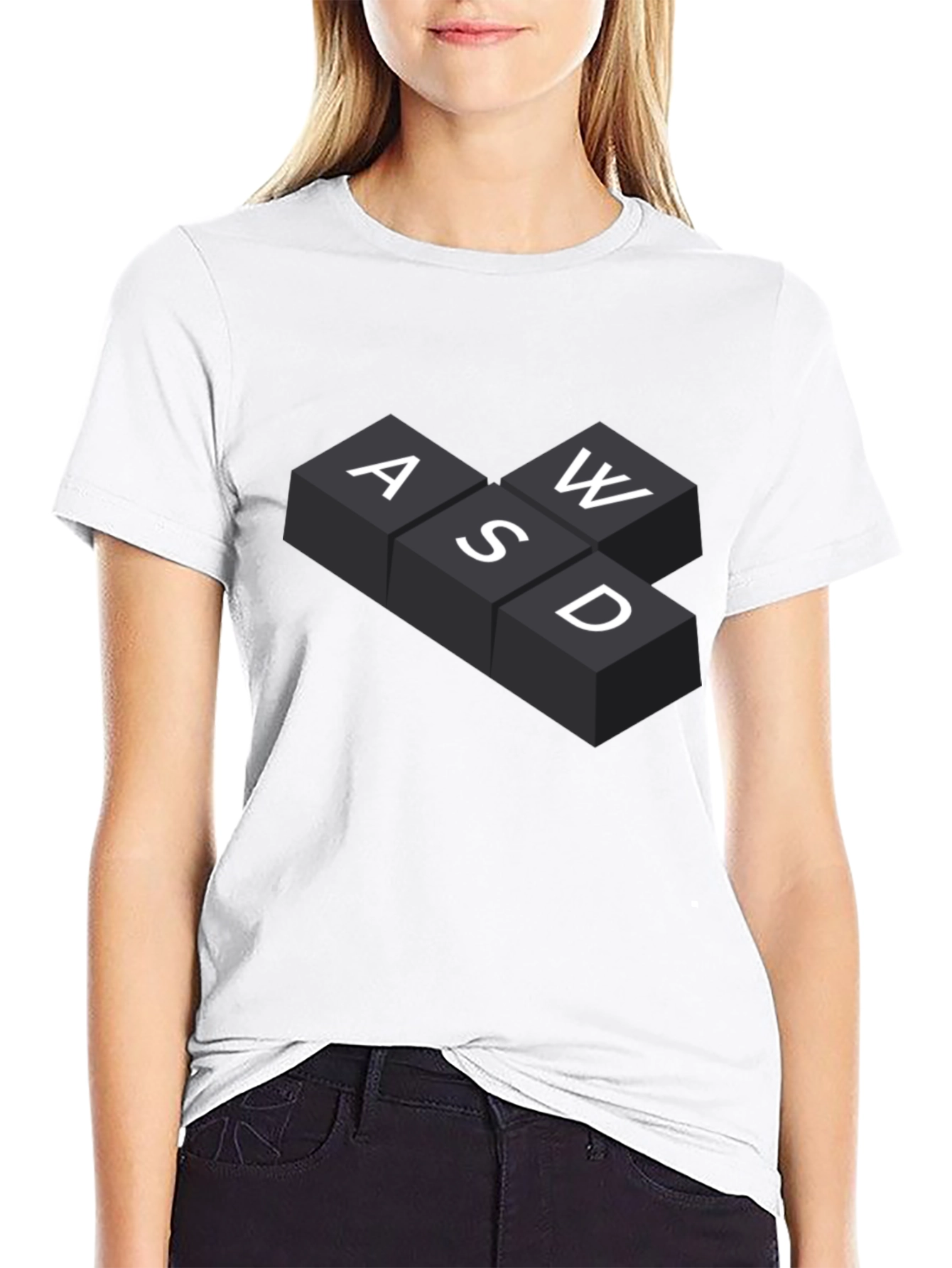 Black WASD Gaming Keys T-Shirt - Black view 9