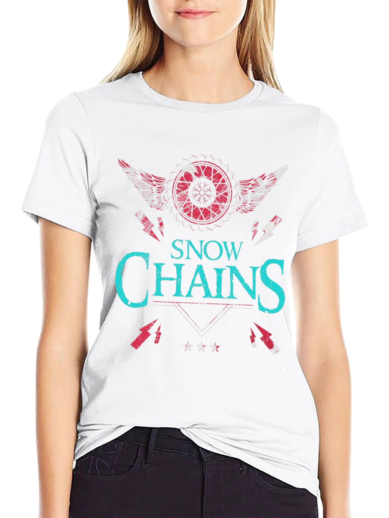 Black Snow Chains Graphic T-Shirt - Unique Design view 9