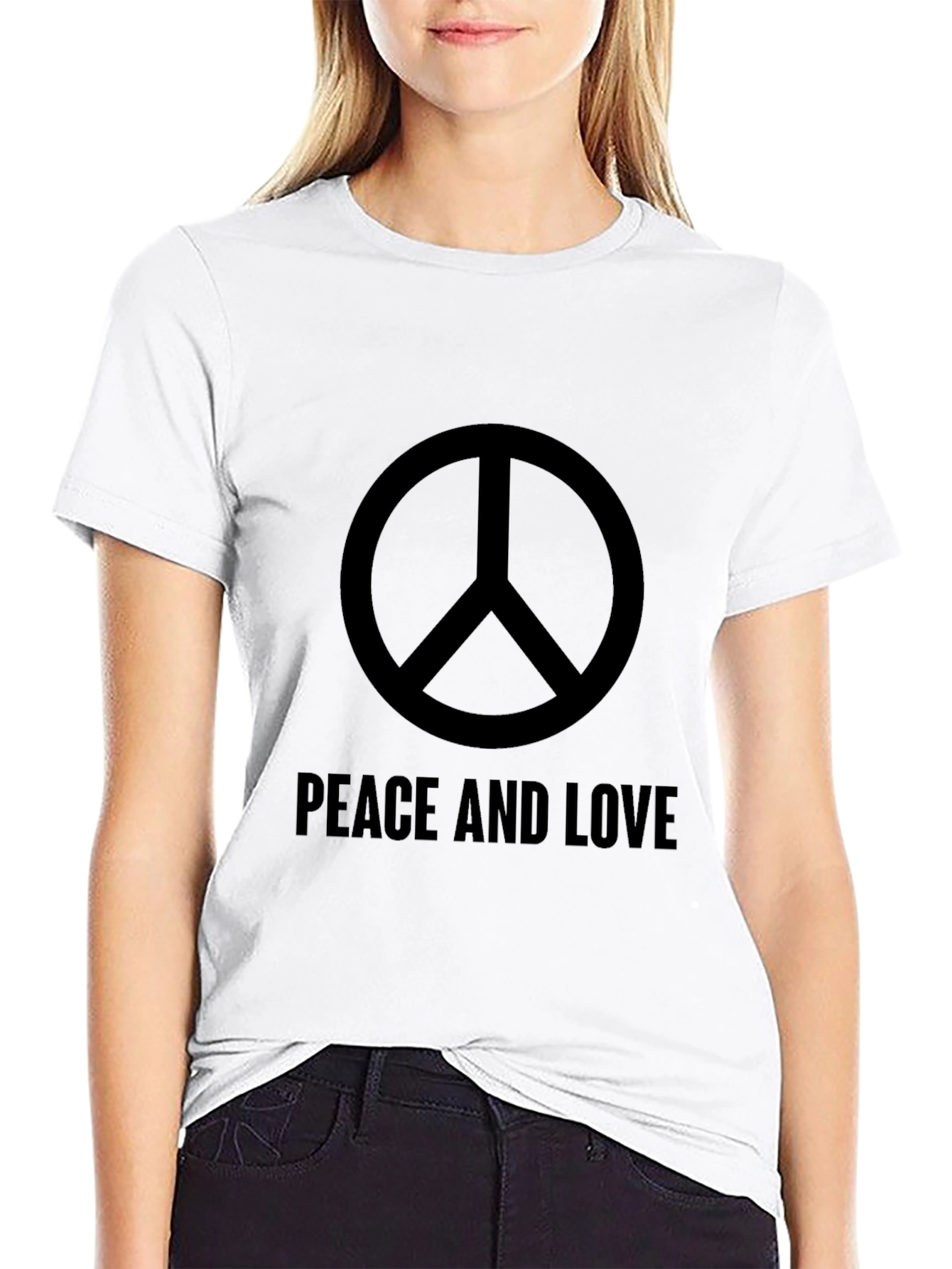 Black Peace and Love Graphic T-Shirt view 9