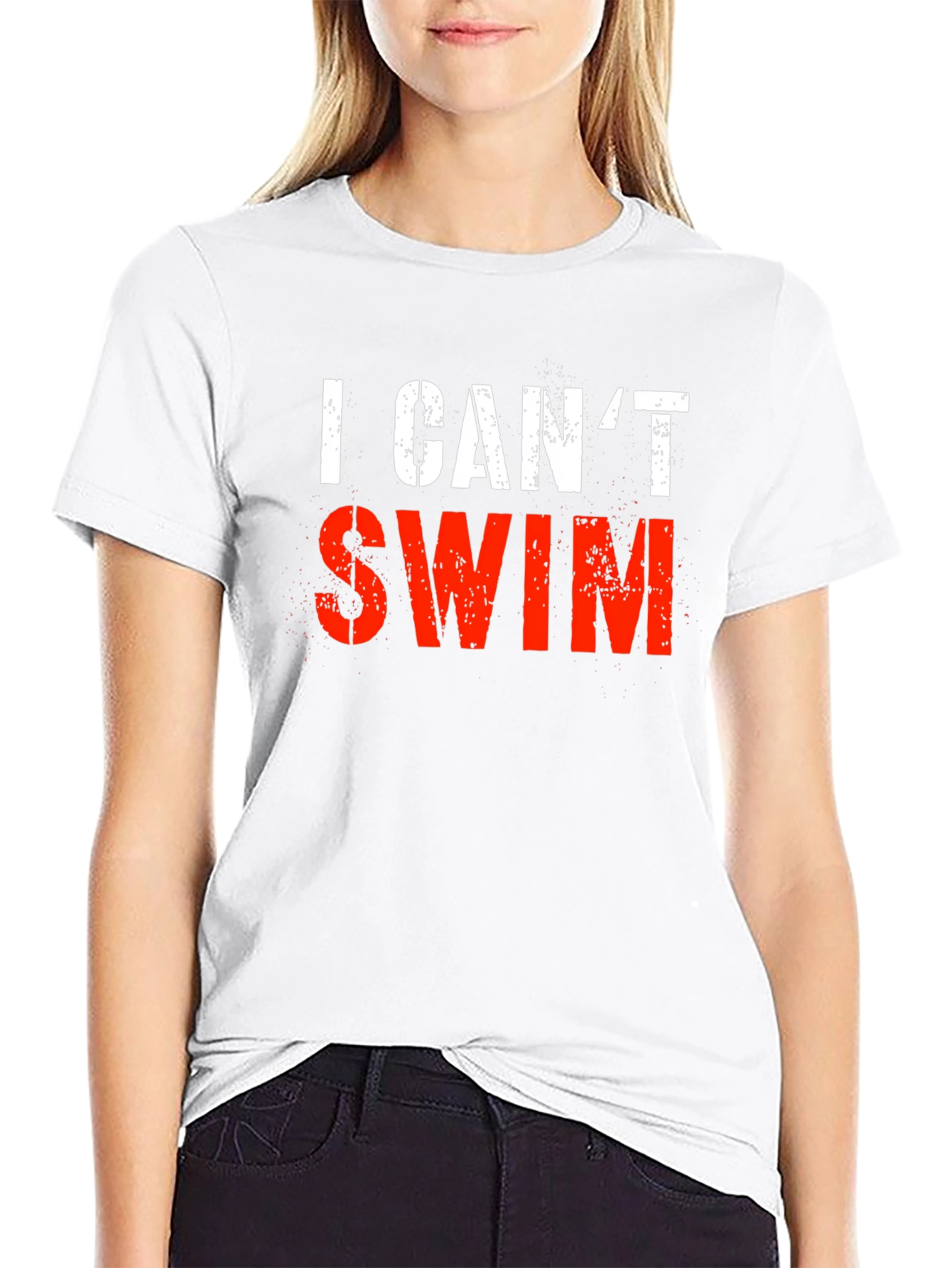 Black I Can't Swim Graphic Tee - Black Cotton T-Shirt view 9