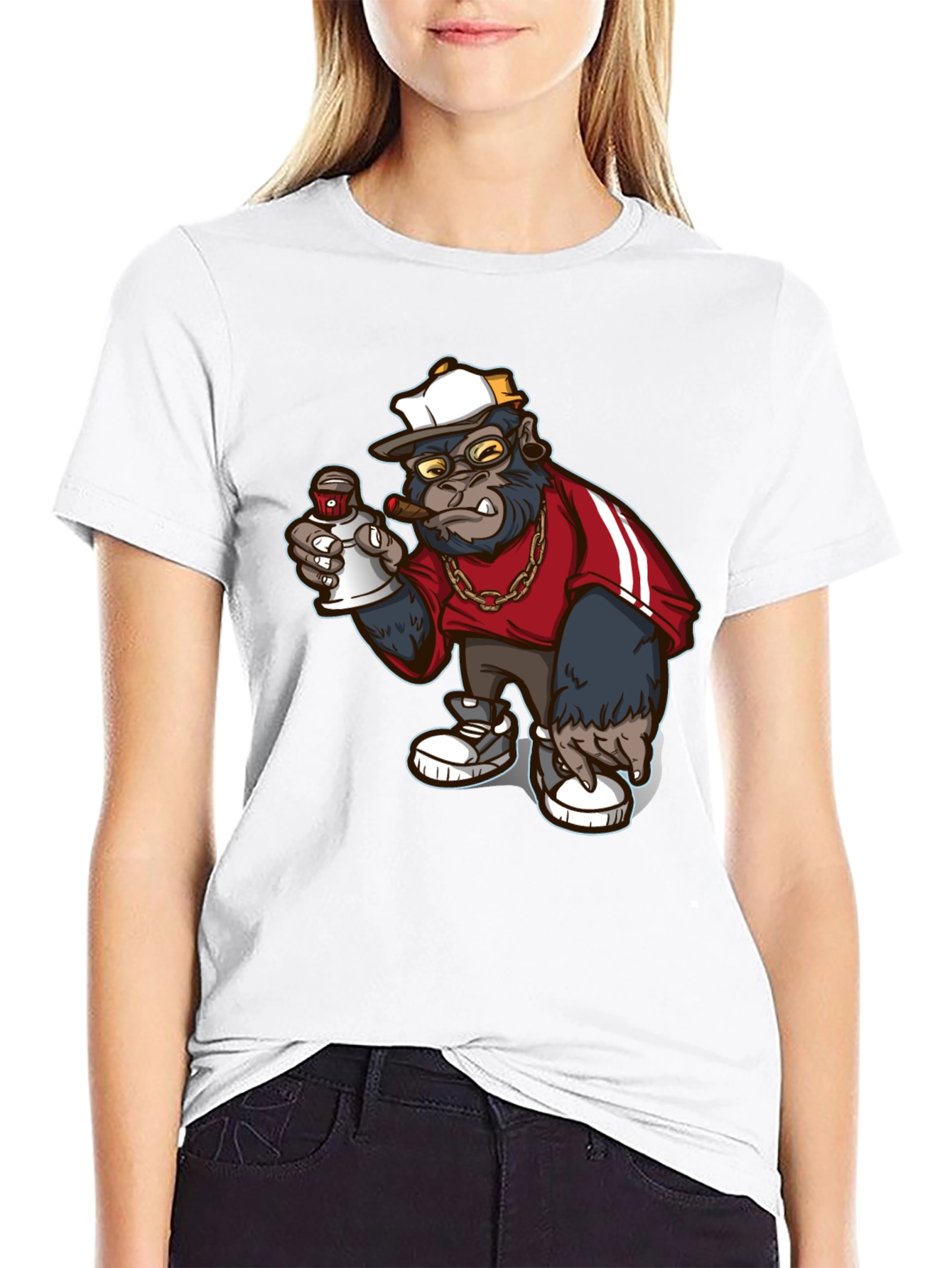 Black Cool Gorilla Graphic Tee - Streetwear Style view 9