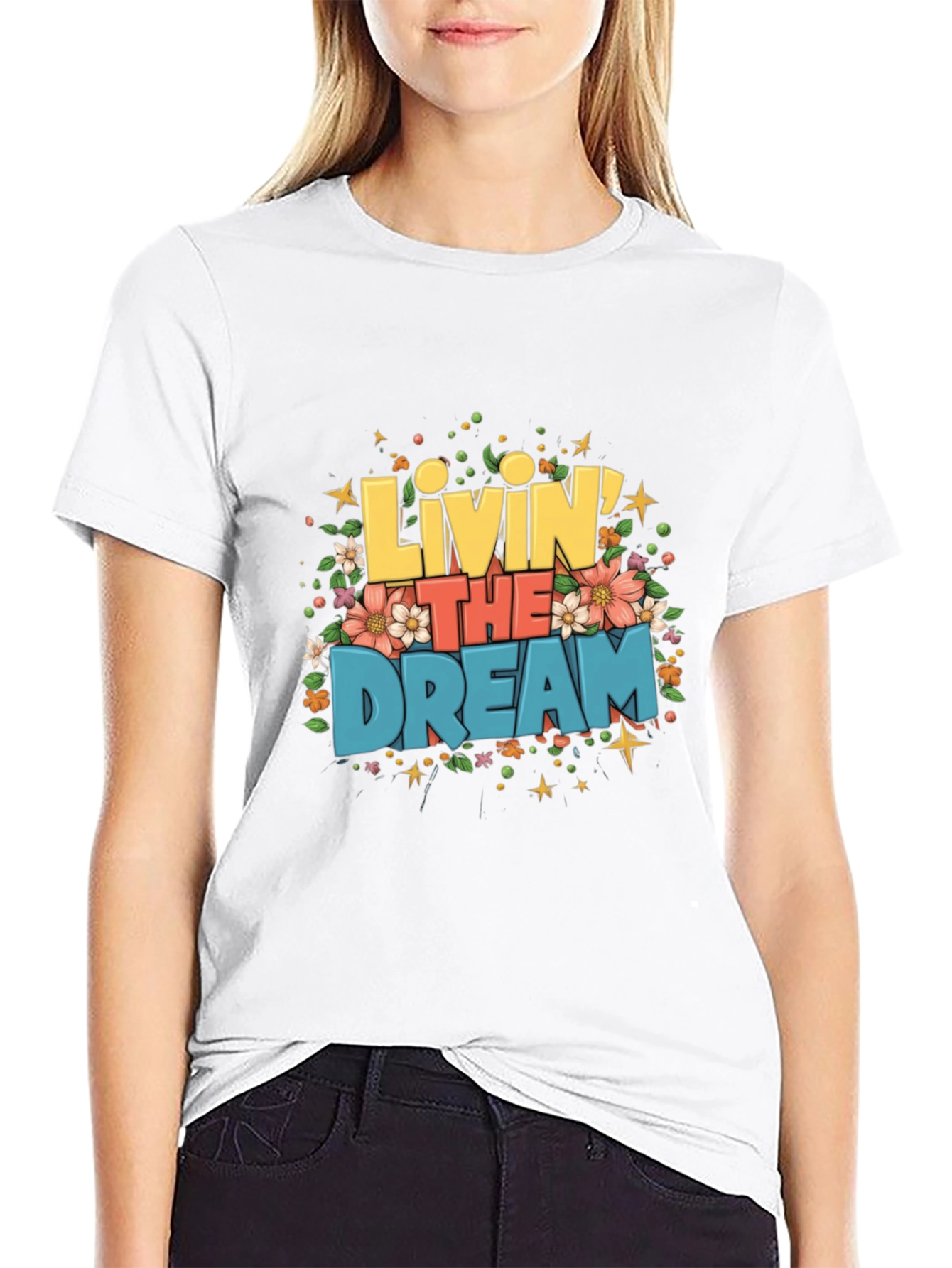 Black Livin' the Dream Graphic T-Shirt view 9