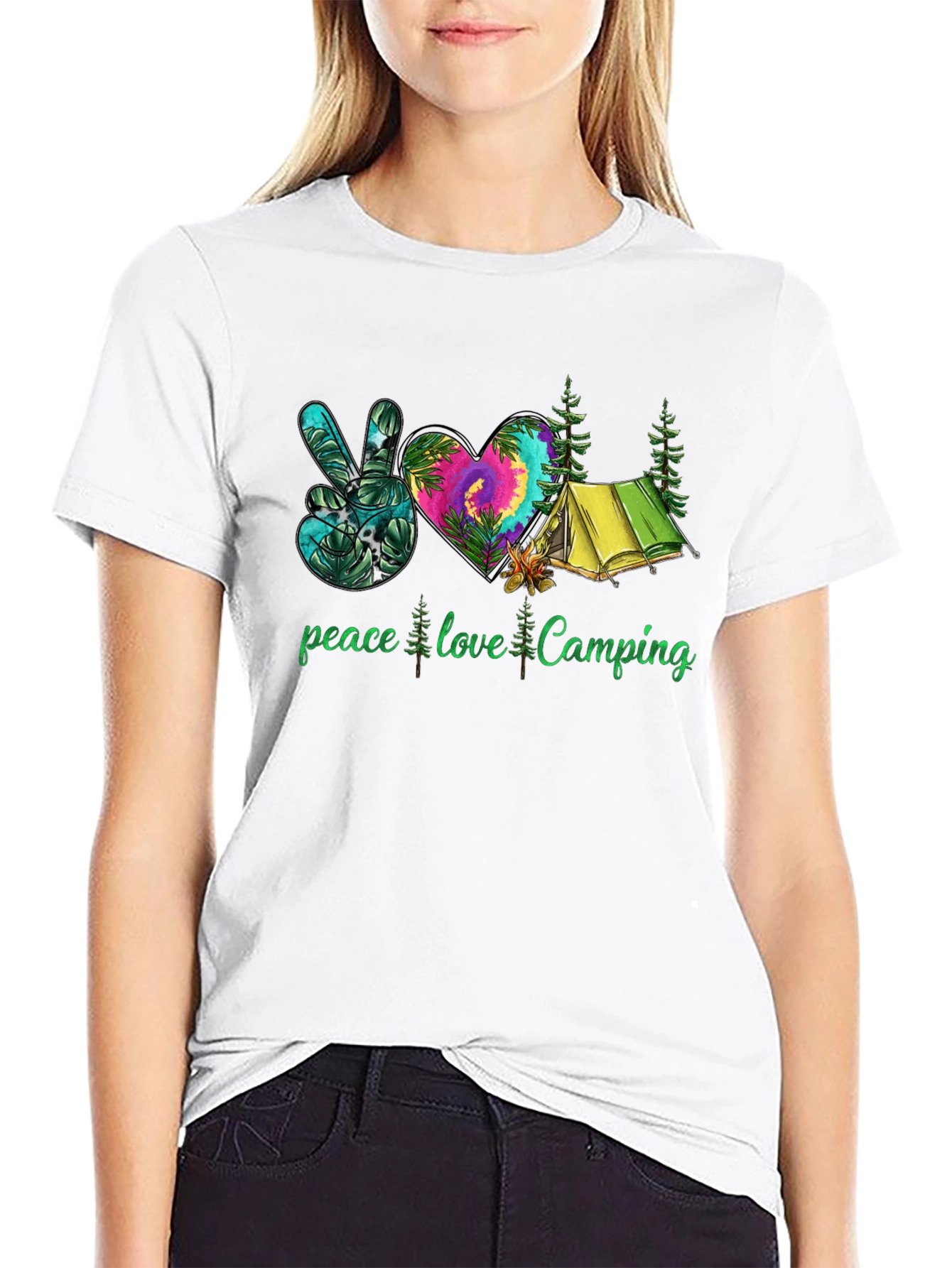 Peace Love Camping Graphic T-Shirt - 9