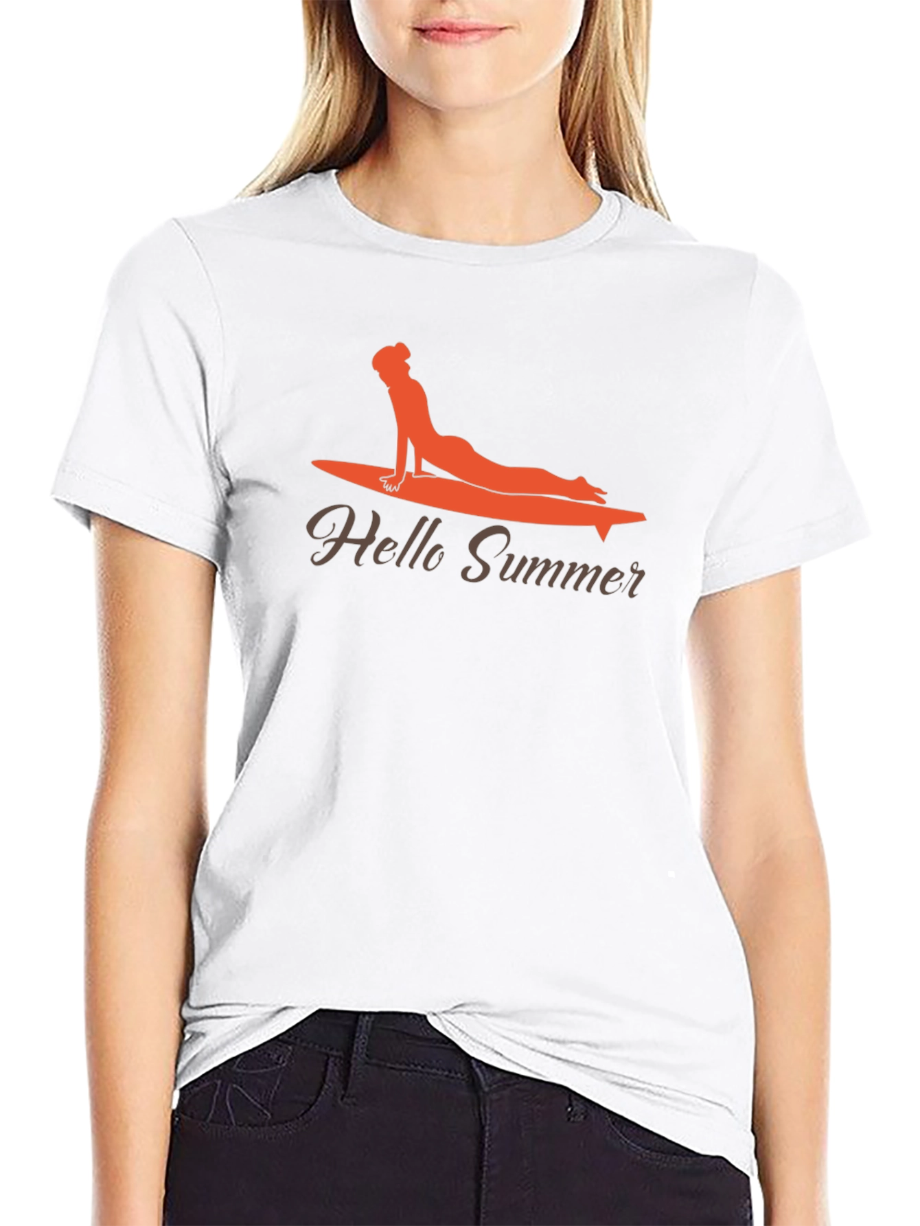 Black Hello Summer Surf Yoga Tee view 9