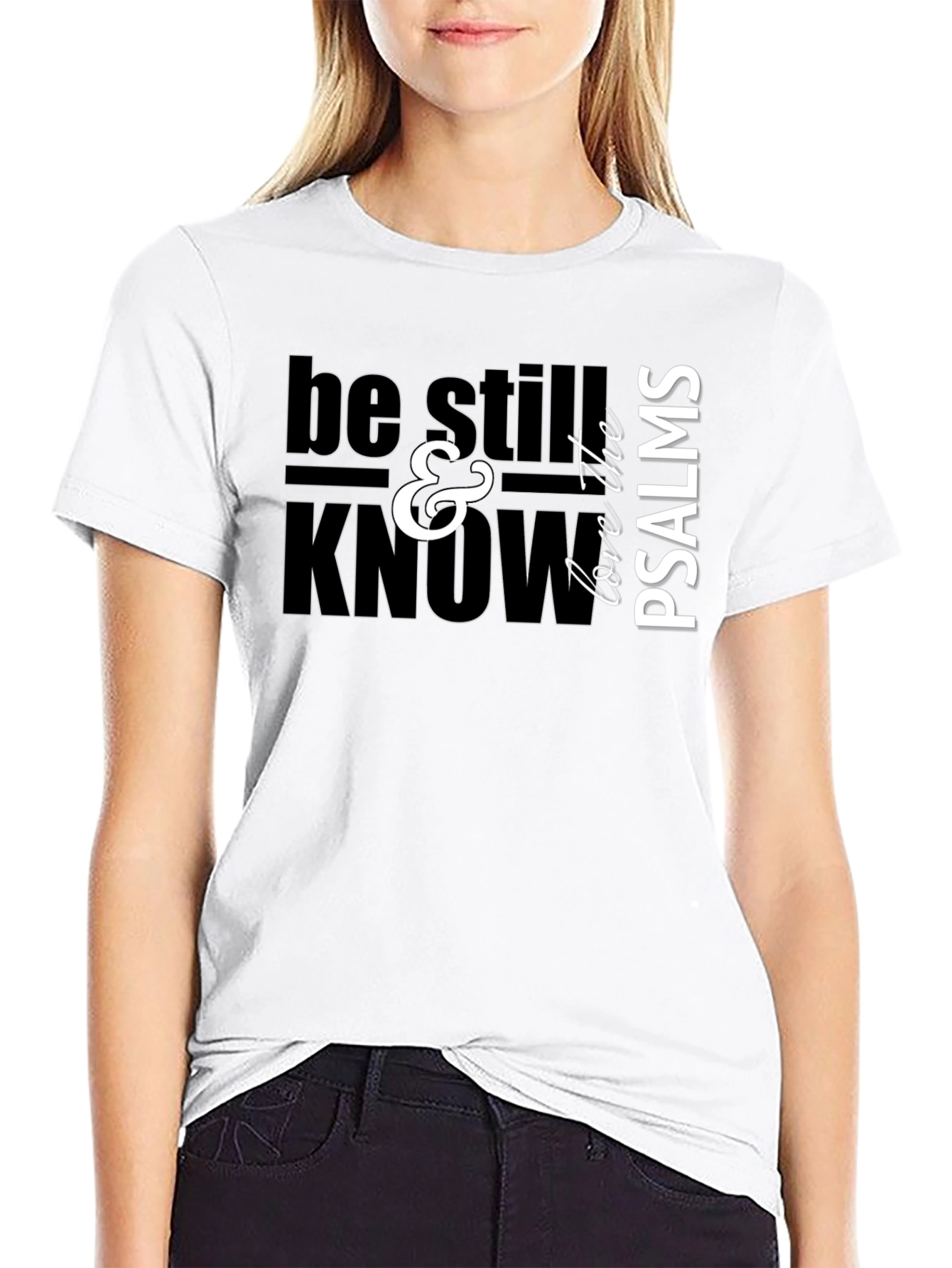 Black Be Still & Know Psalms Graphic T-Shirt view 9