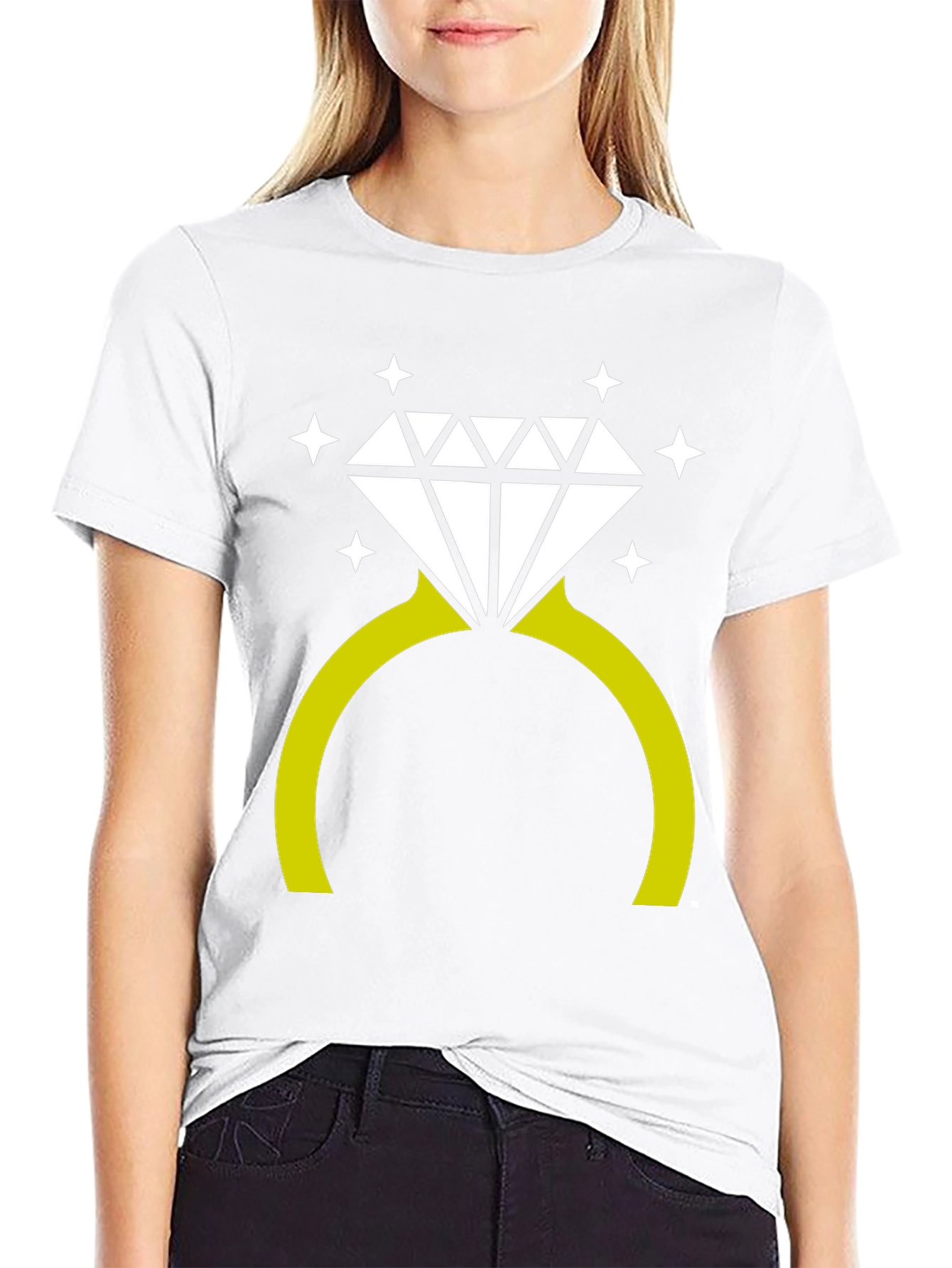 Black Diamond Ring Graphic Tee - Stylish Novelty T-Shirt view 9