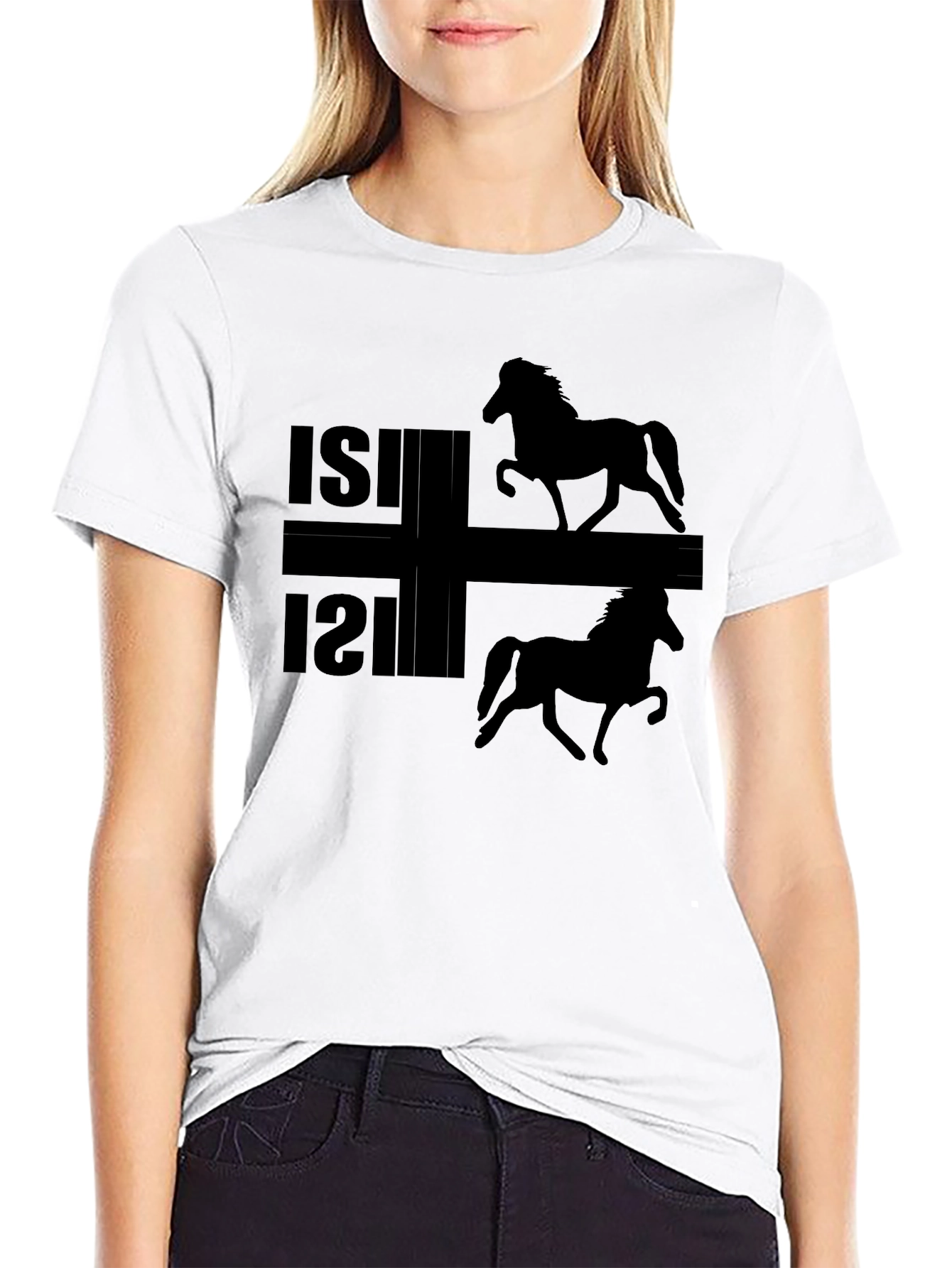 Icelandic Horse Black T-Shirt  - 9