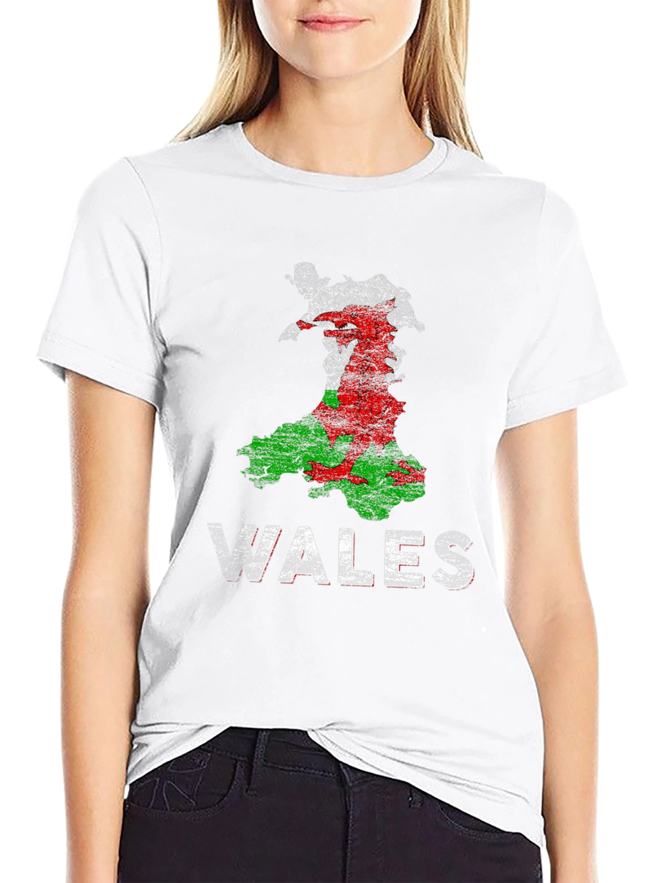 Black Wales Flag Map Graphic T-Shirt view 9