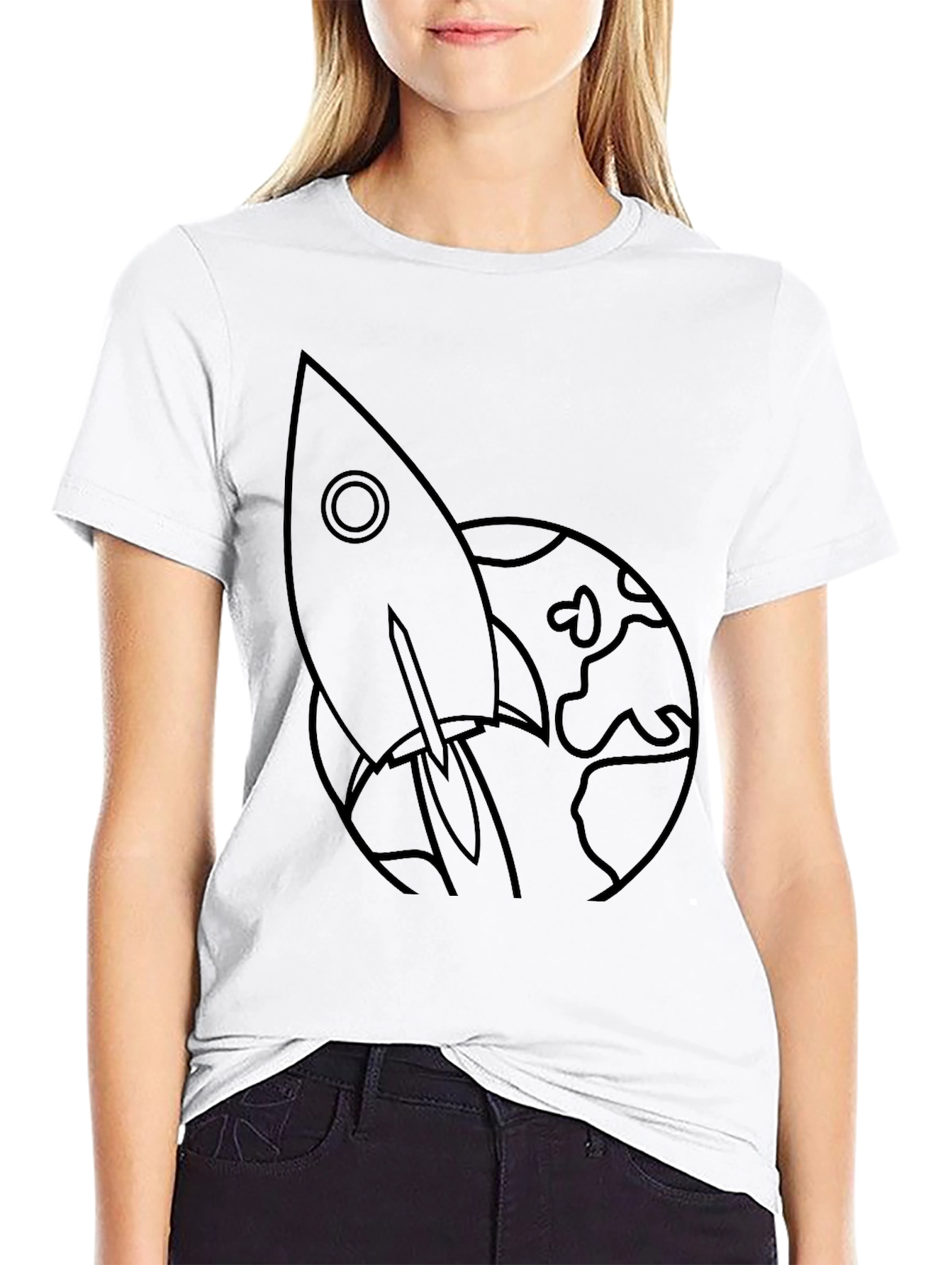Rocket to the Moon Black Graphic Tee - 9